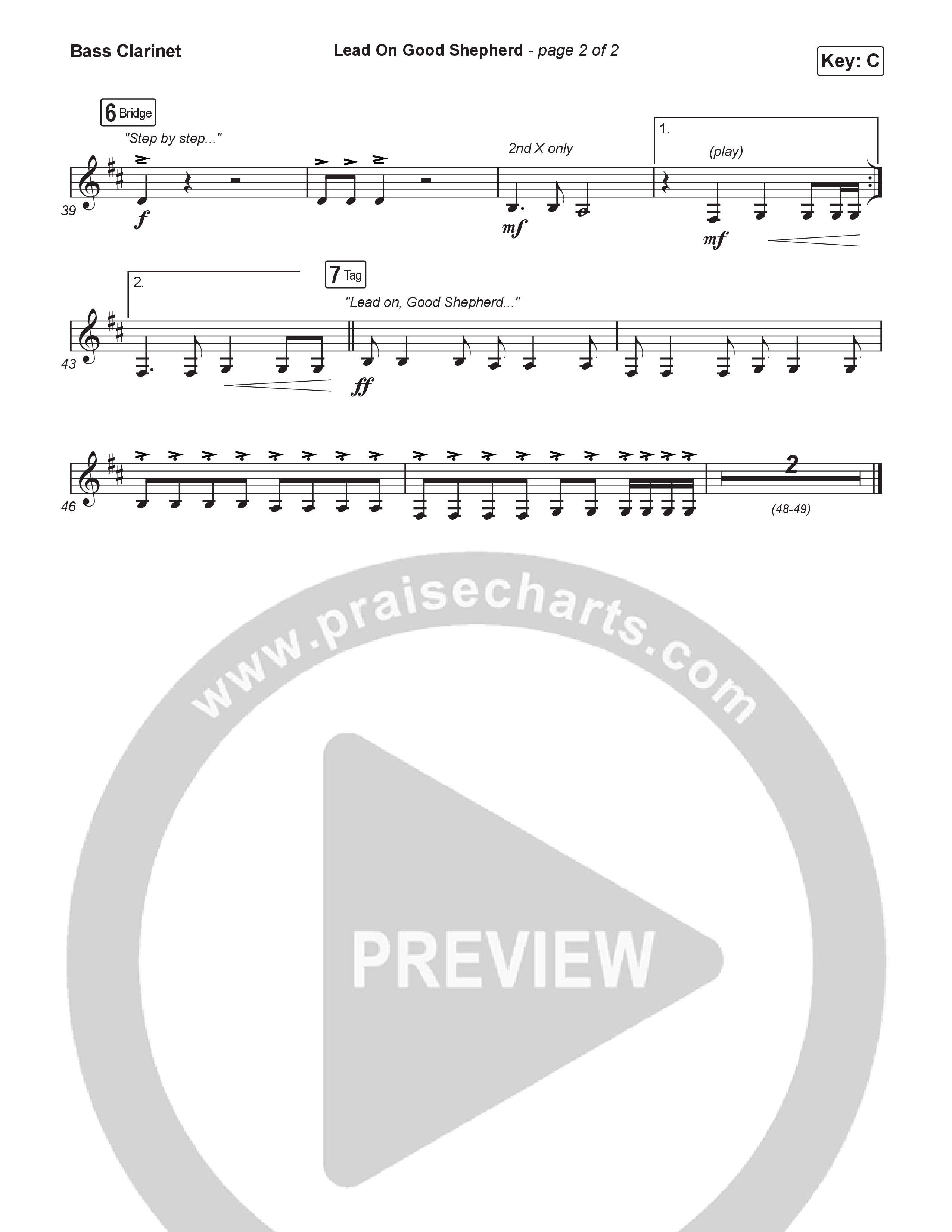 Lead On Good Shepherd (Sing It Now) Bass Clarinet (Patrick Mayberry / Crowder / Arr. Luke Gambill)