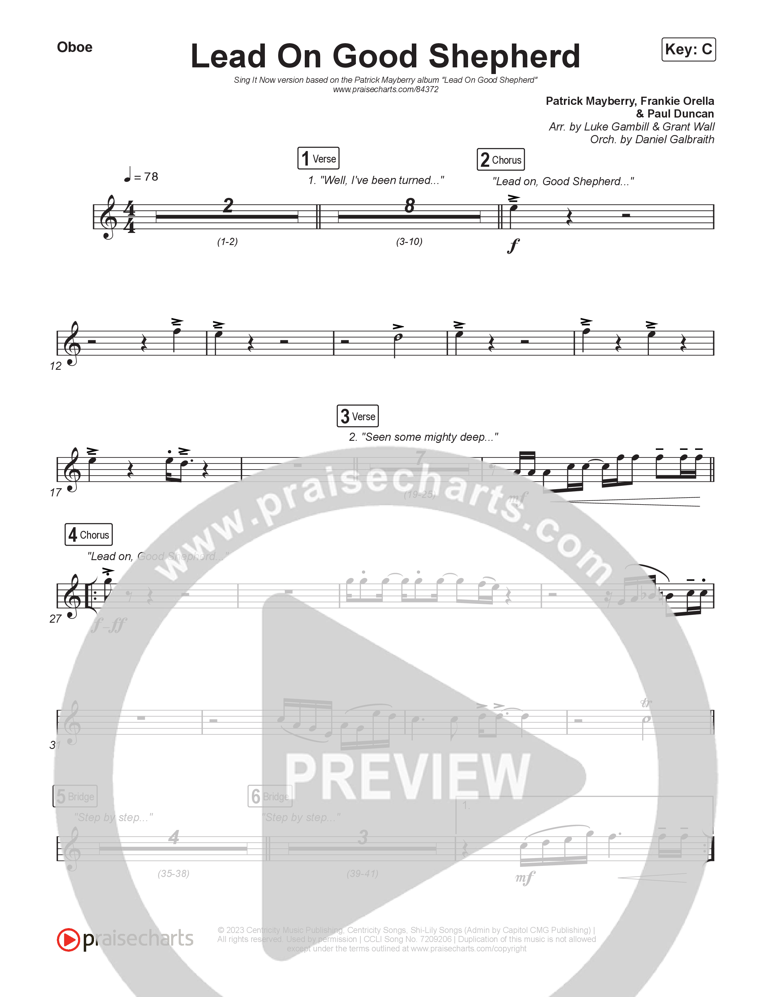 Lead On Good Shepherd (Sing It Now) Oboe (Patrick Mayberry / Crowder / Arr. Luke Gambill)