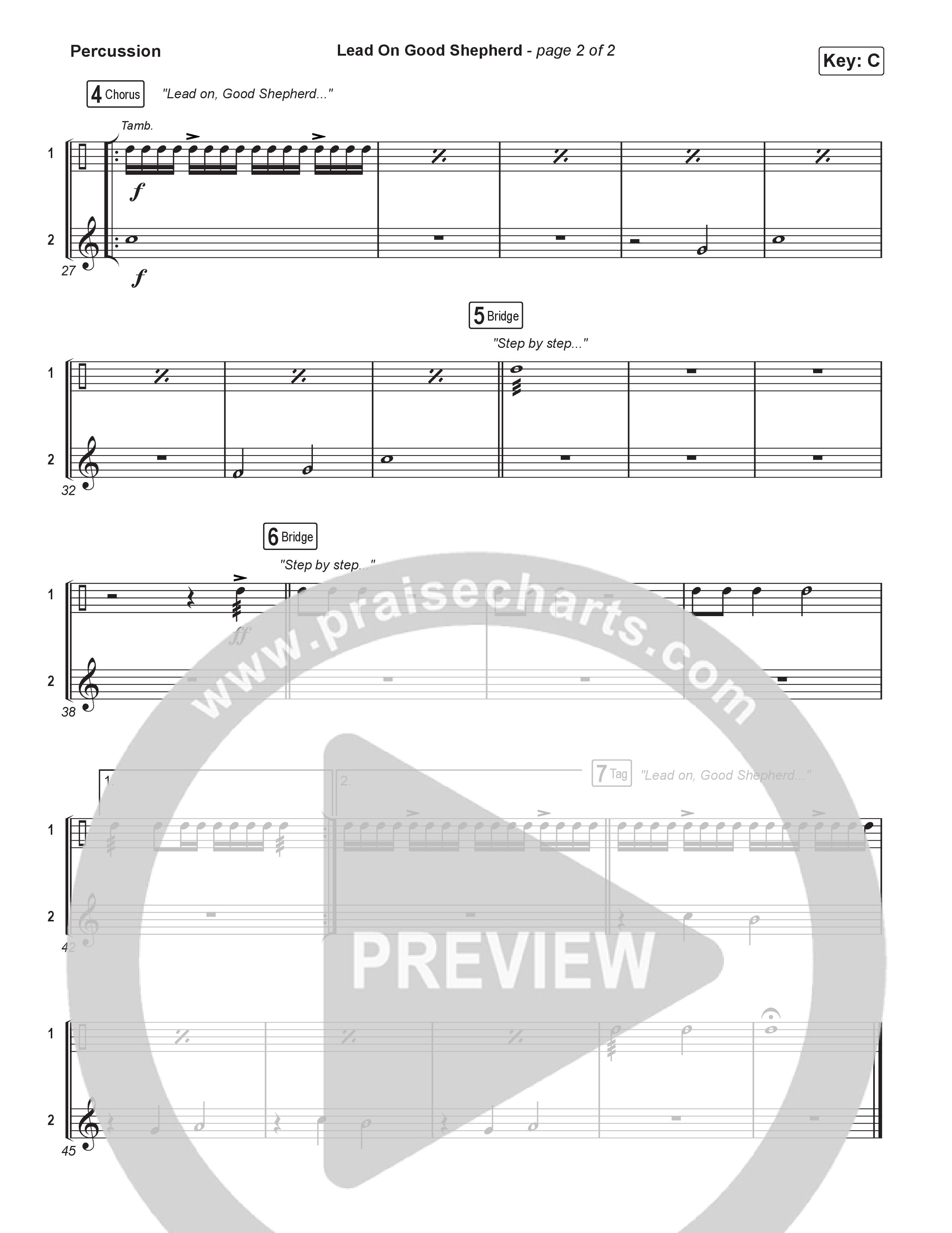 Lead On Good Shepherd (Sing It Now) Percussion (Patrick Mayberry / Crowder / Arr. Luke Gambill)