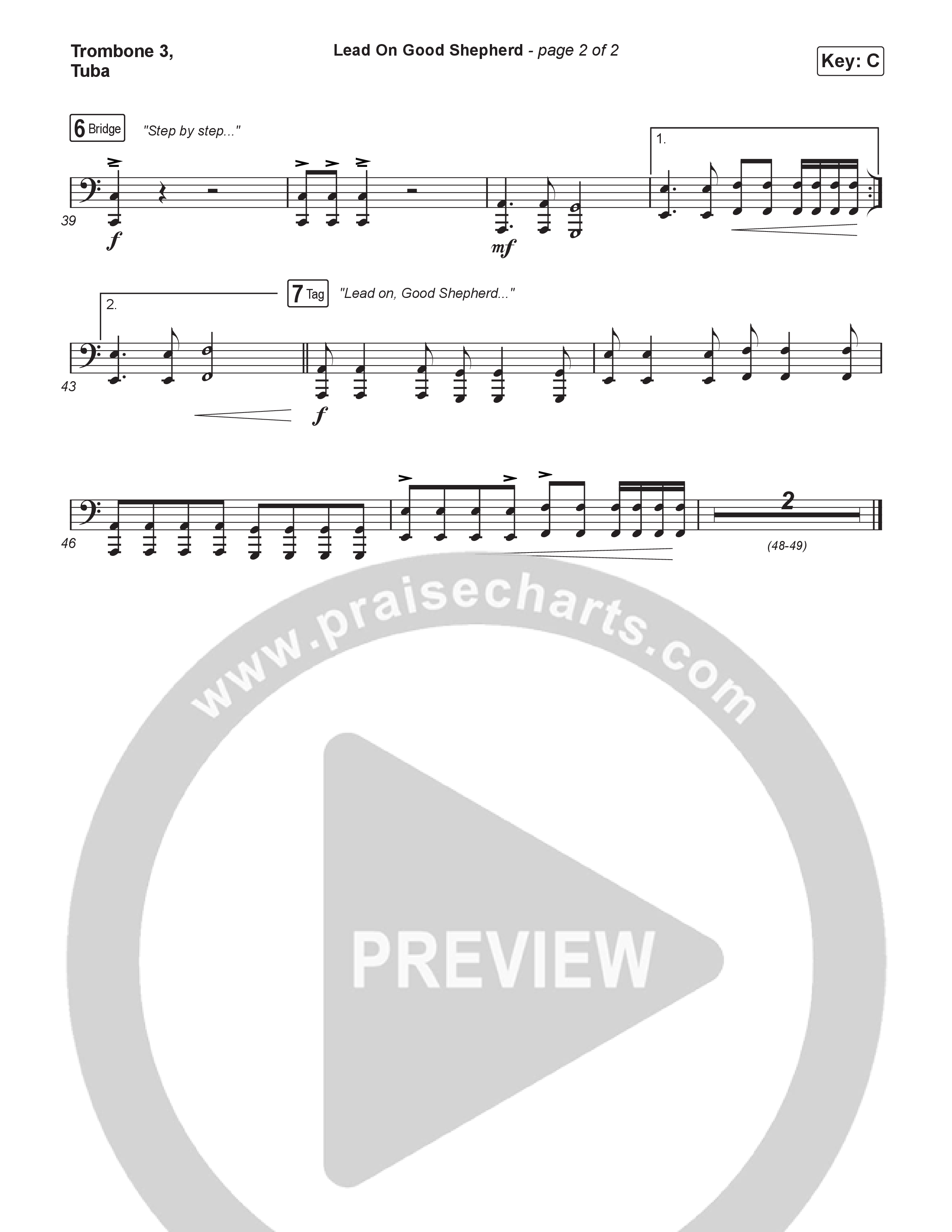 Lead On Good Shepherd (Sing It Now) Trombone 3/Tuba (Patrick Mayberry / Crowder / Arr. Luke Gambill)