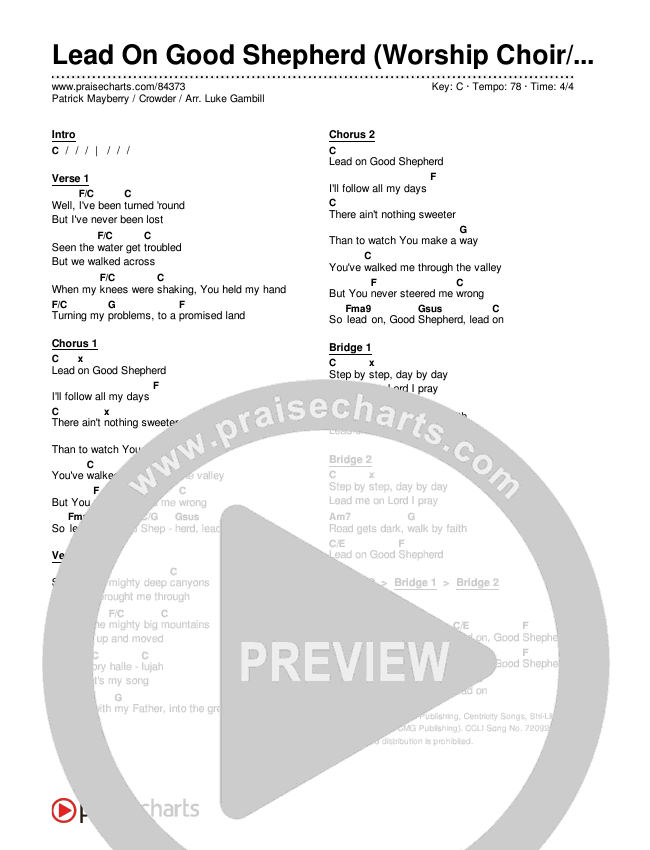Lead On Good Shepherd (Worship Choir/SAB) Chords & Lyrics (Patrick Mayberry / Crowder / Arr. Luke Gambill)