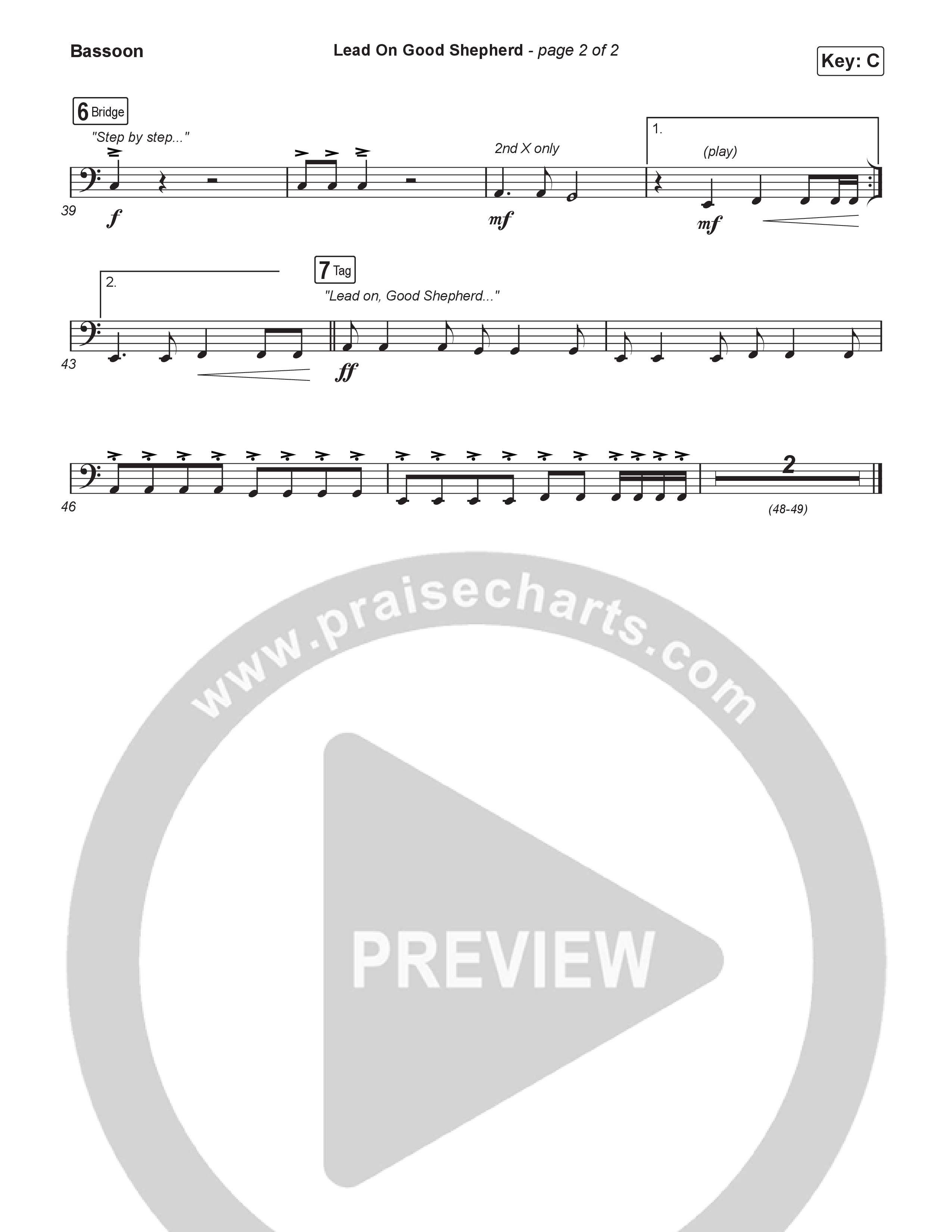 Lead On Good Shepherd (Worship Choir/SAB) Bassoon (Patrick Mayberry / Crowder / Arr. Luke Gambill)
