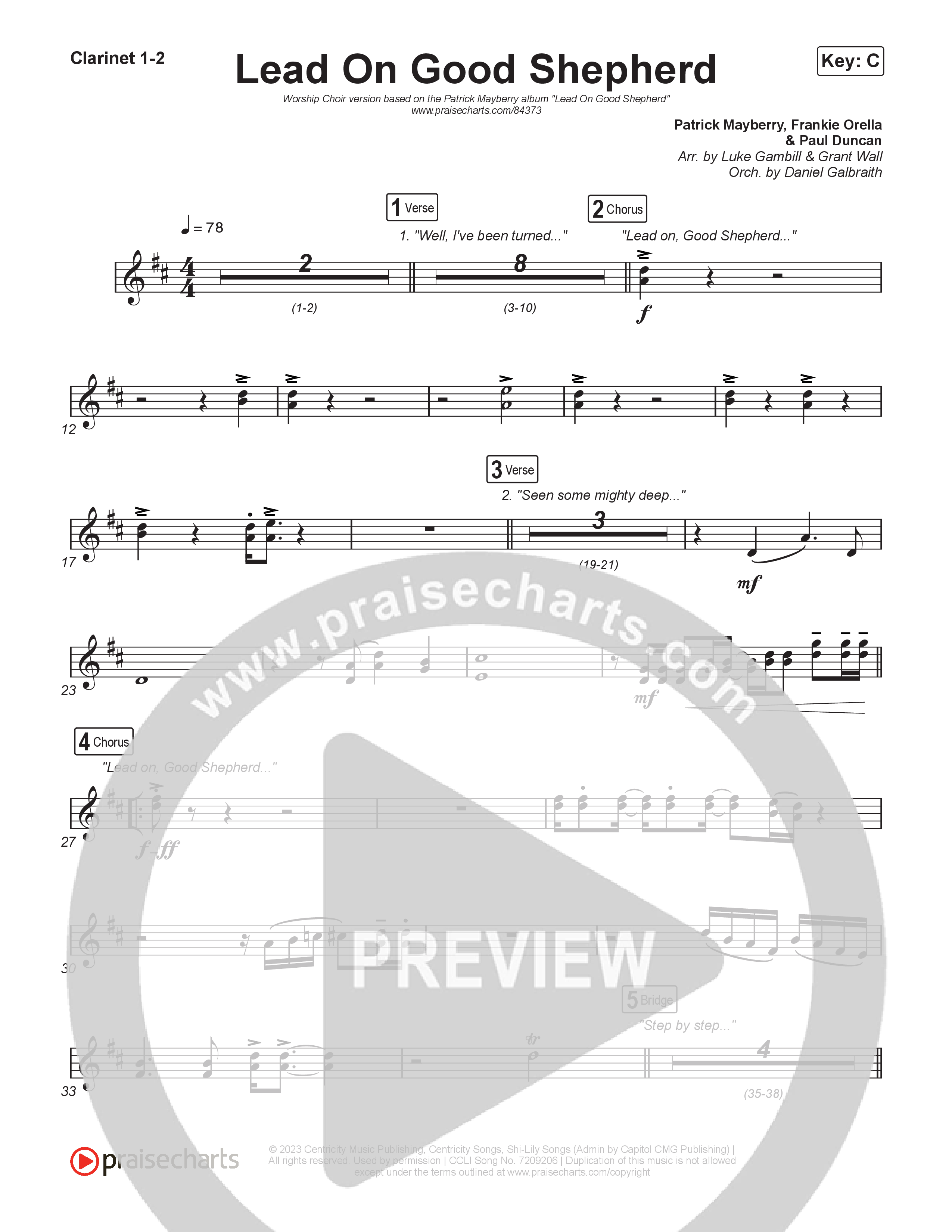 Lead On Good Shepherd (Worship Choir/SAB) Clarinet 1/2 (Patrick Mayberry / Crowder / Arr. Luke Gambill)