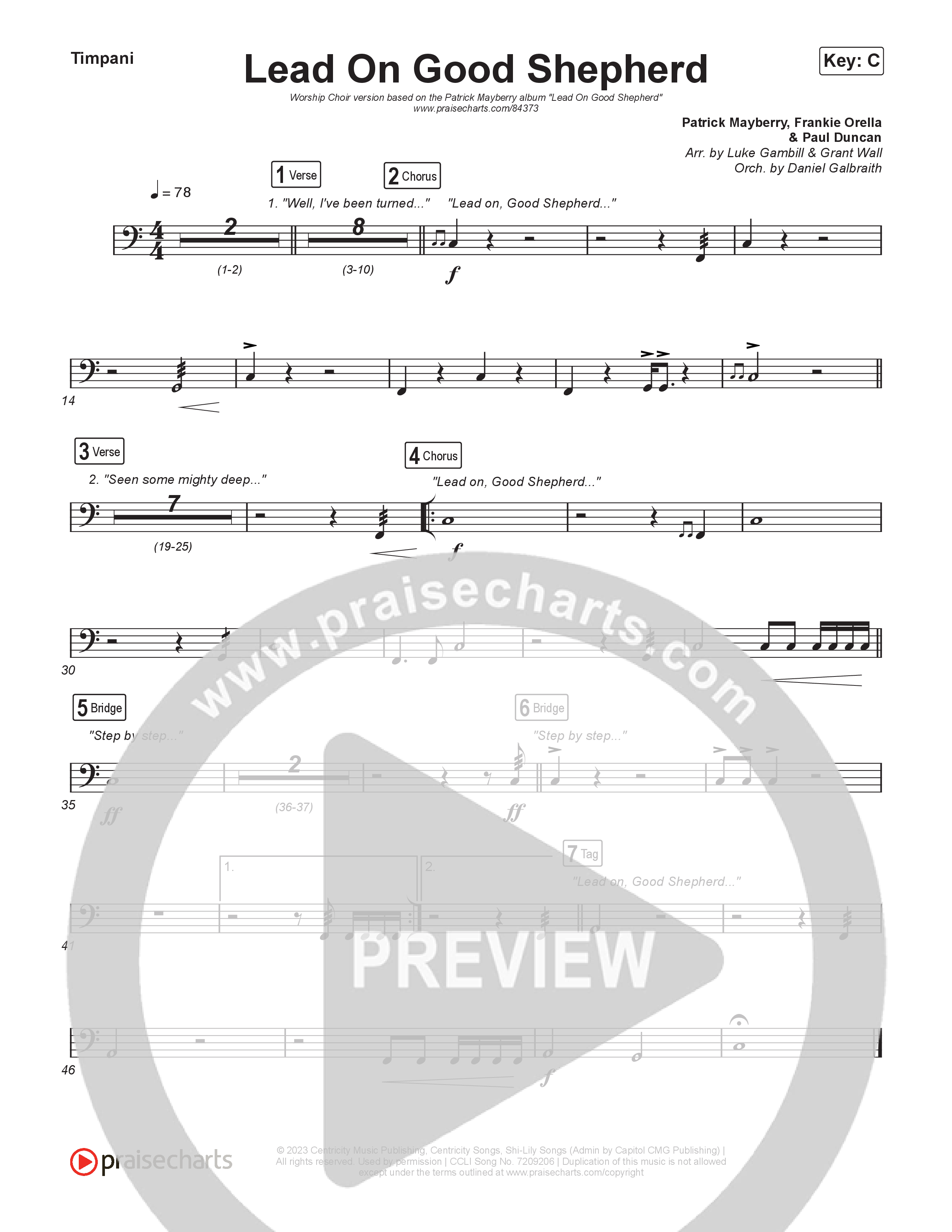 Lead On Good Shepherd (Worship Choir/SAB) Timpani (Patrick Mayberry / Crowder / Arr. Luke Gambill)
