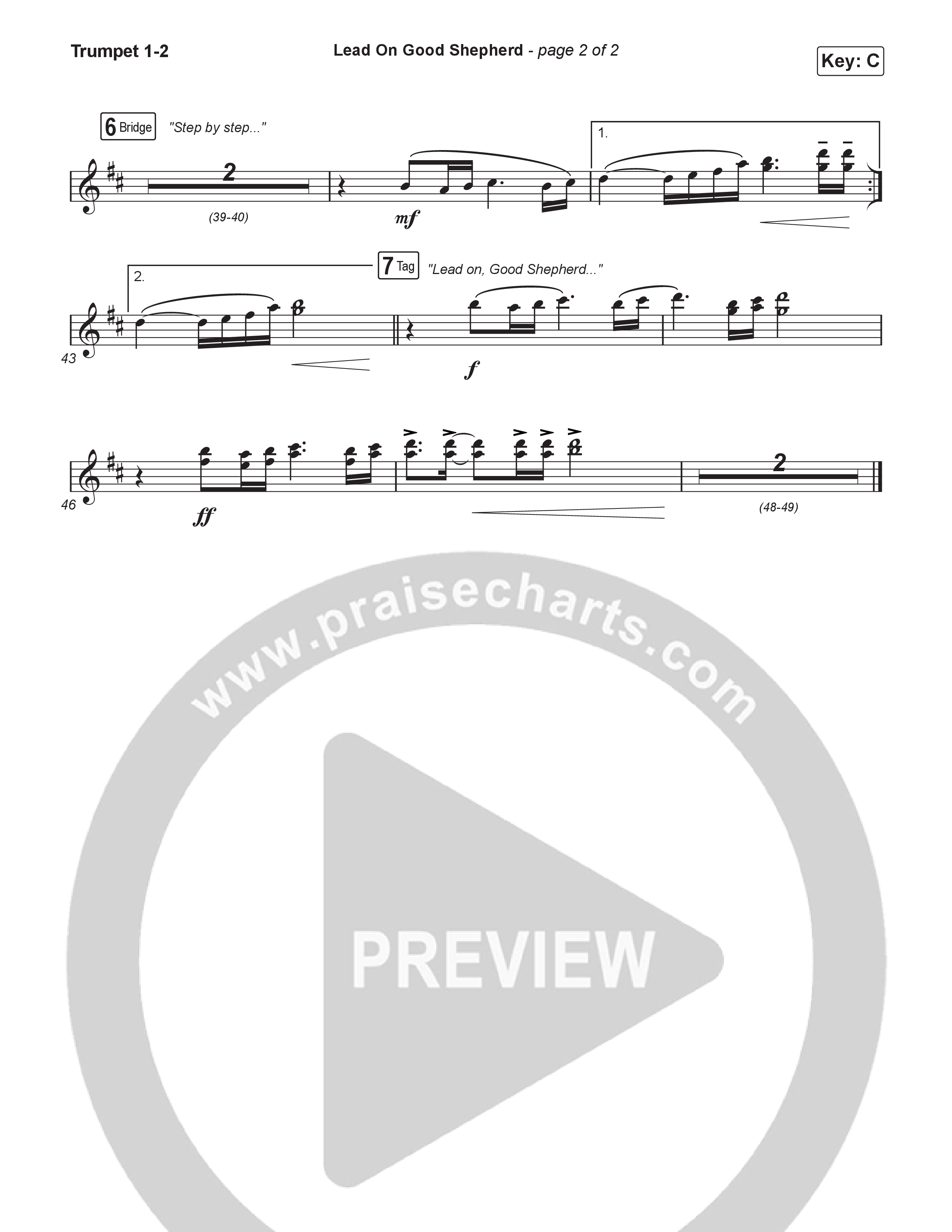 Lead On Good Shepherd (Worship Choir/SAB) Trumpet 1,2 (Patrick Mayberry / Crowder / Arr. Luke Gambill)
