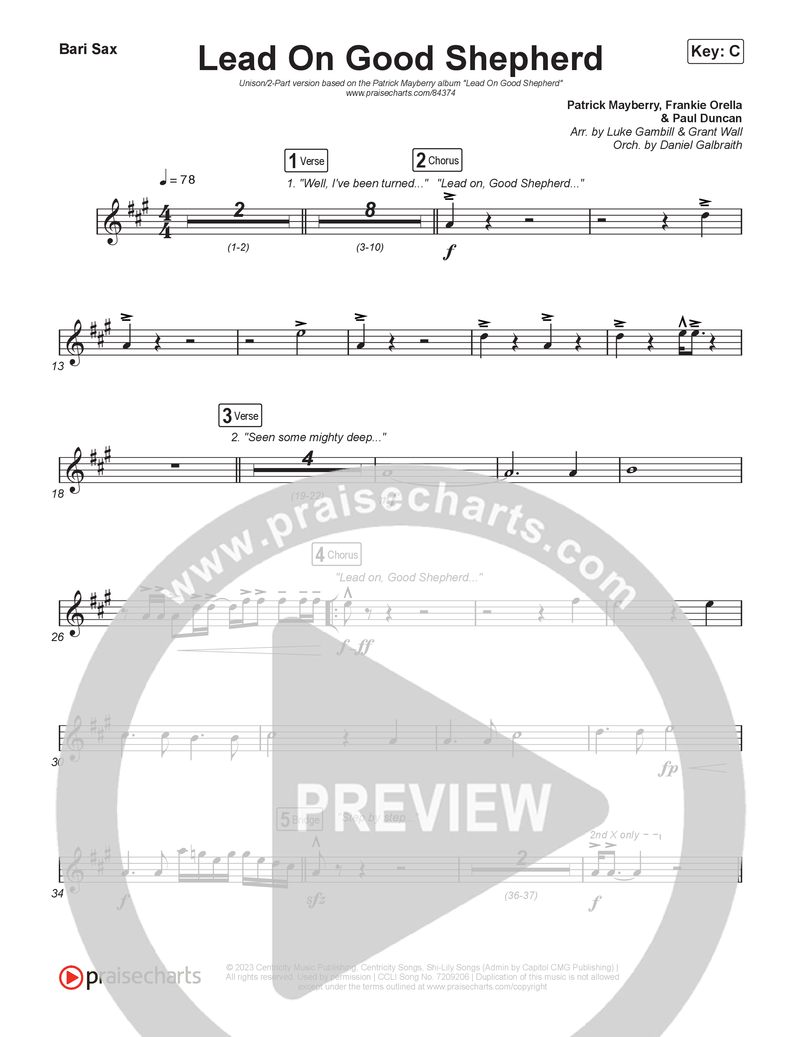 Lead On Good Shepherd (Unison/2-Part) Bari Sax (Patrick Mayberry / Crowder / Arr. Luke Gambill)