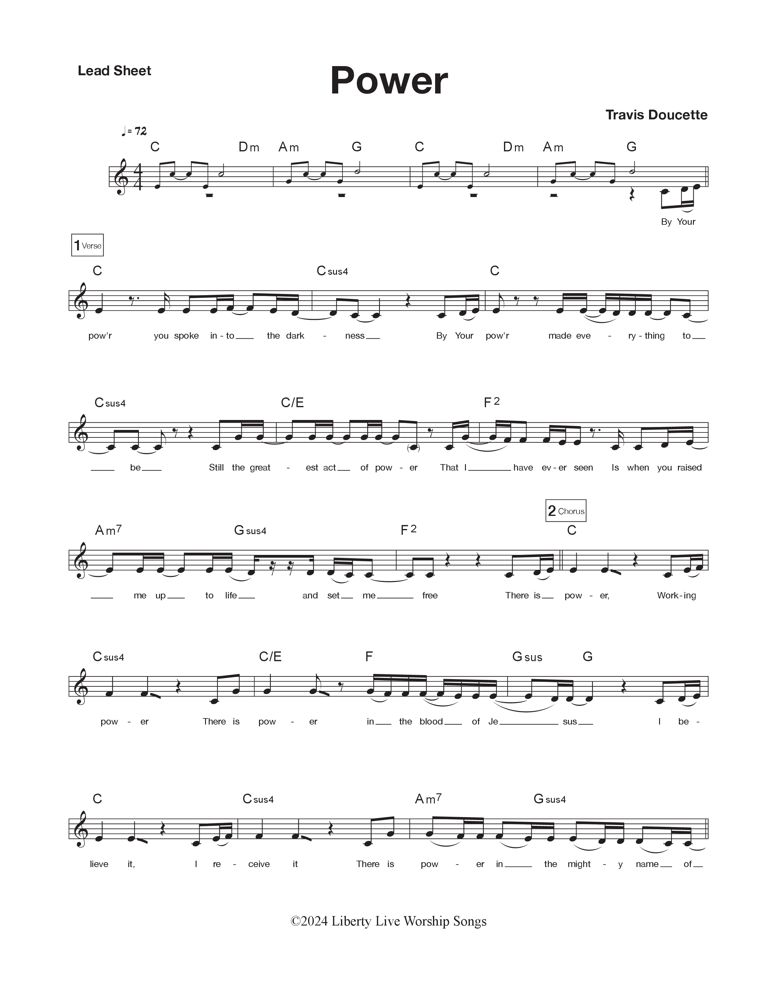 Power Lead Sheet Melody (Liberty Live Worship / Melissa Dimanche)