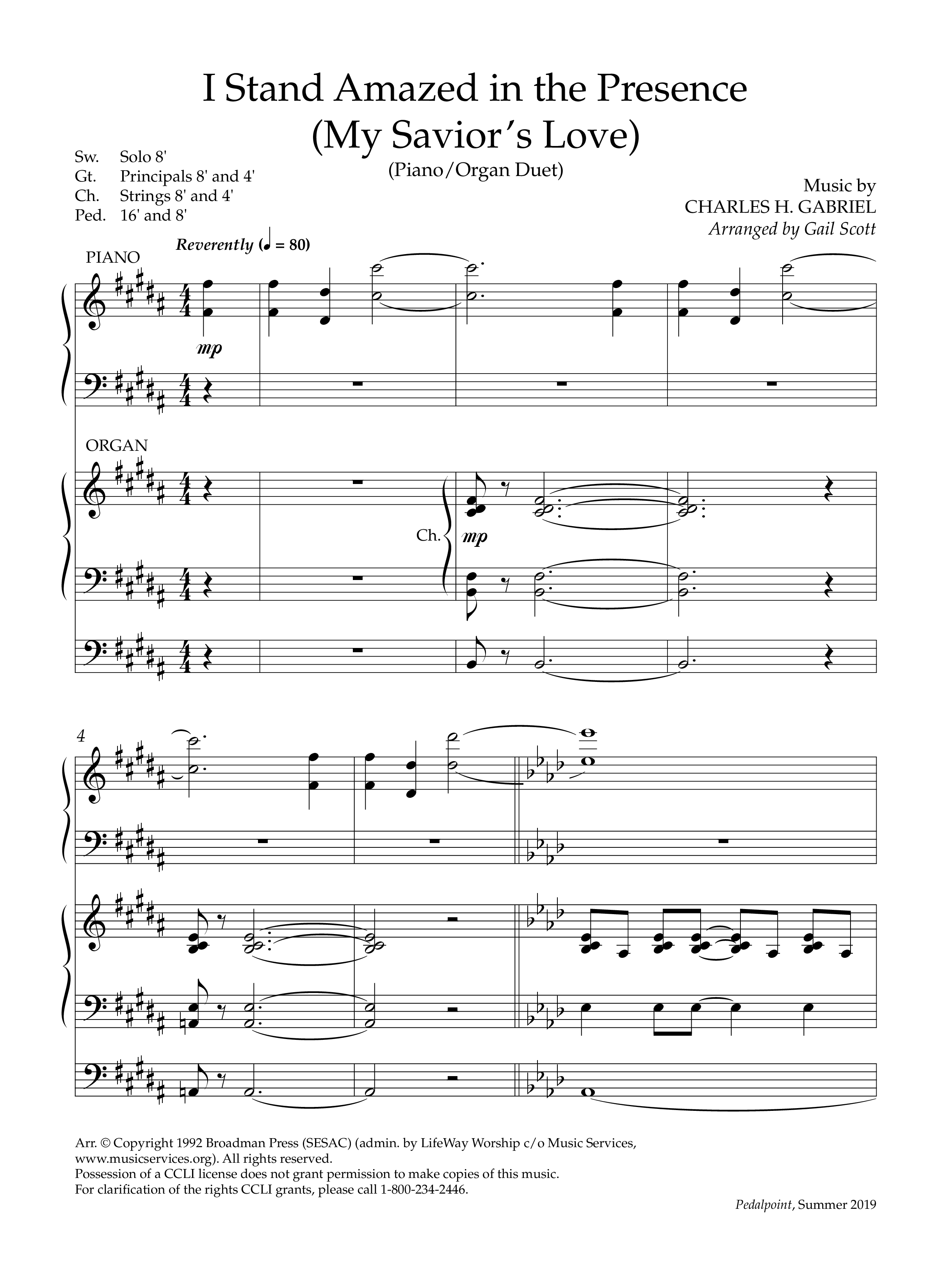 I Stand Amazed In The Presence (My Savior's Love) (Instrumental) Piano-Organ (Lifeway Worship / Arr. Gail Scott)