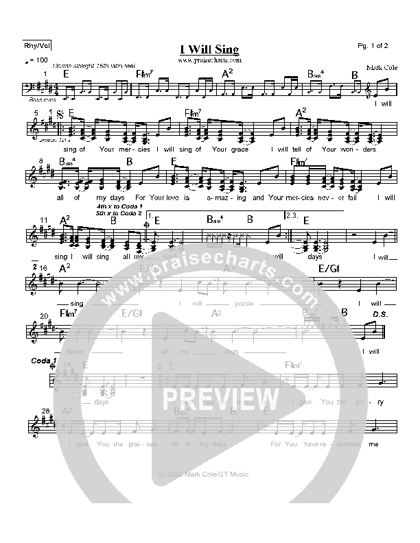 I Will Sing Praise Band (Mark Cole)