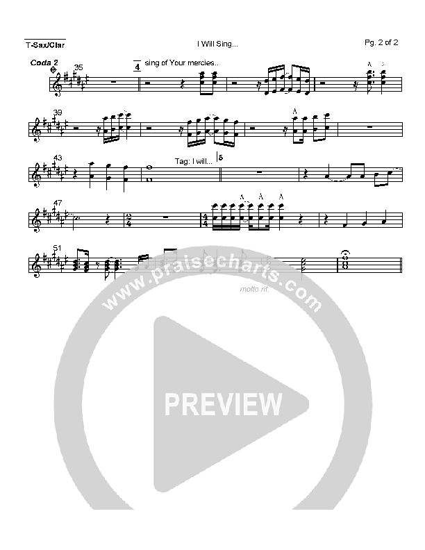 I Will Sing Tenor Sax/Clarinet (Mark Cole)