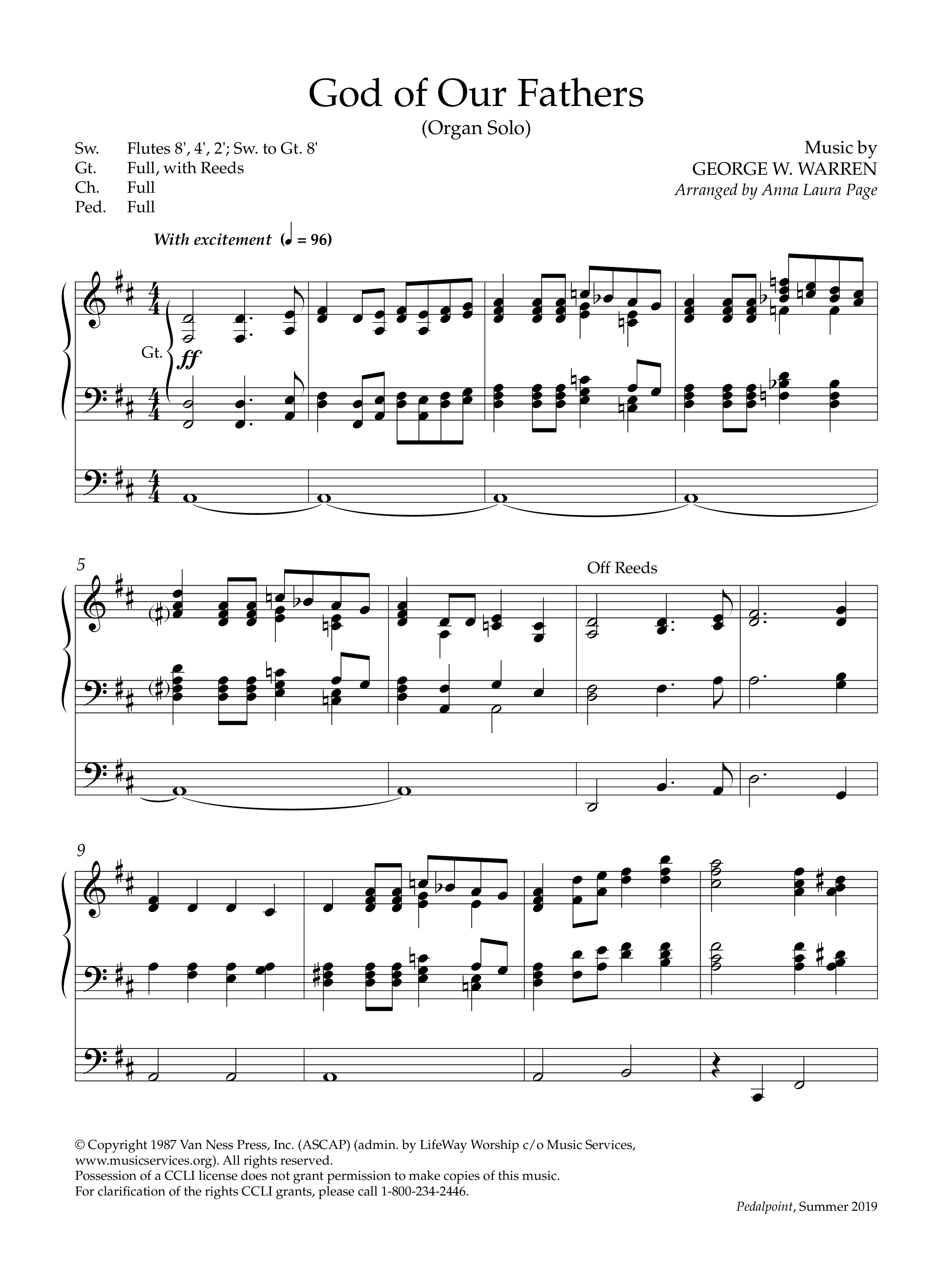 God Of Our Fathers (Instrumental) Organ (Lifeway Worship / Arr. Anna Laura Page)