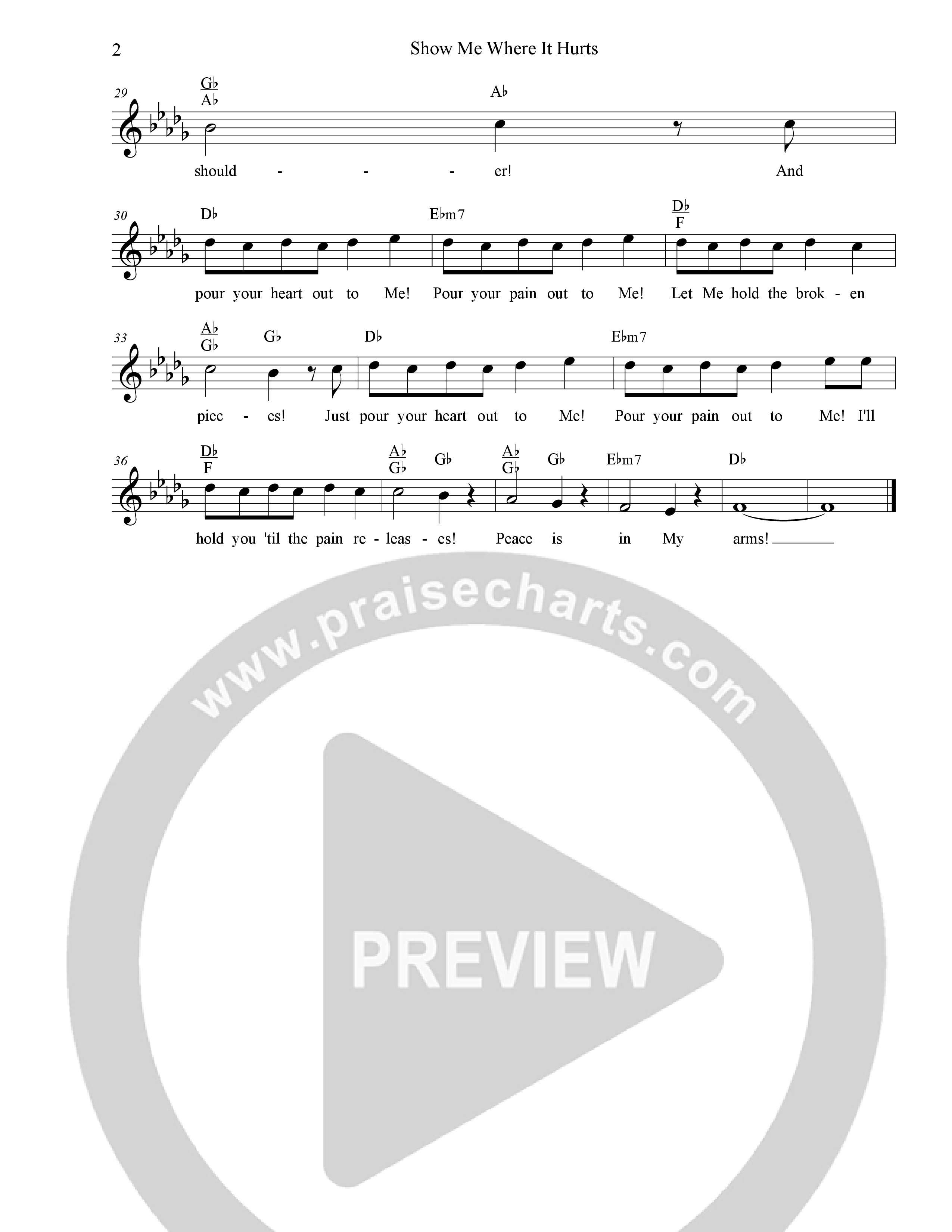 Show Me Where It Hurts Lead Sheet Melody (Dennis Jernigan)