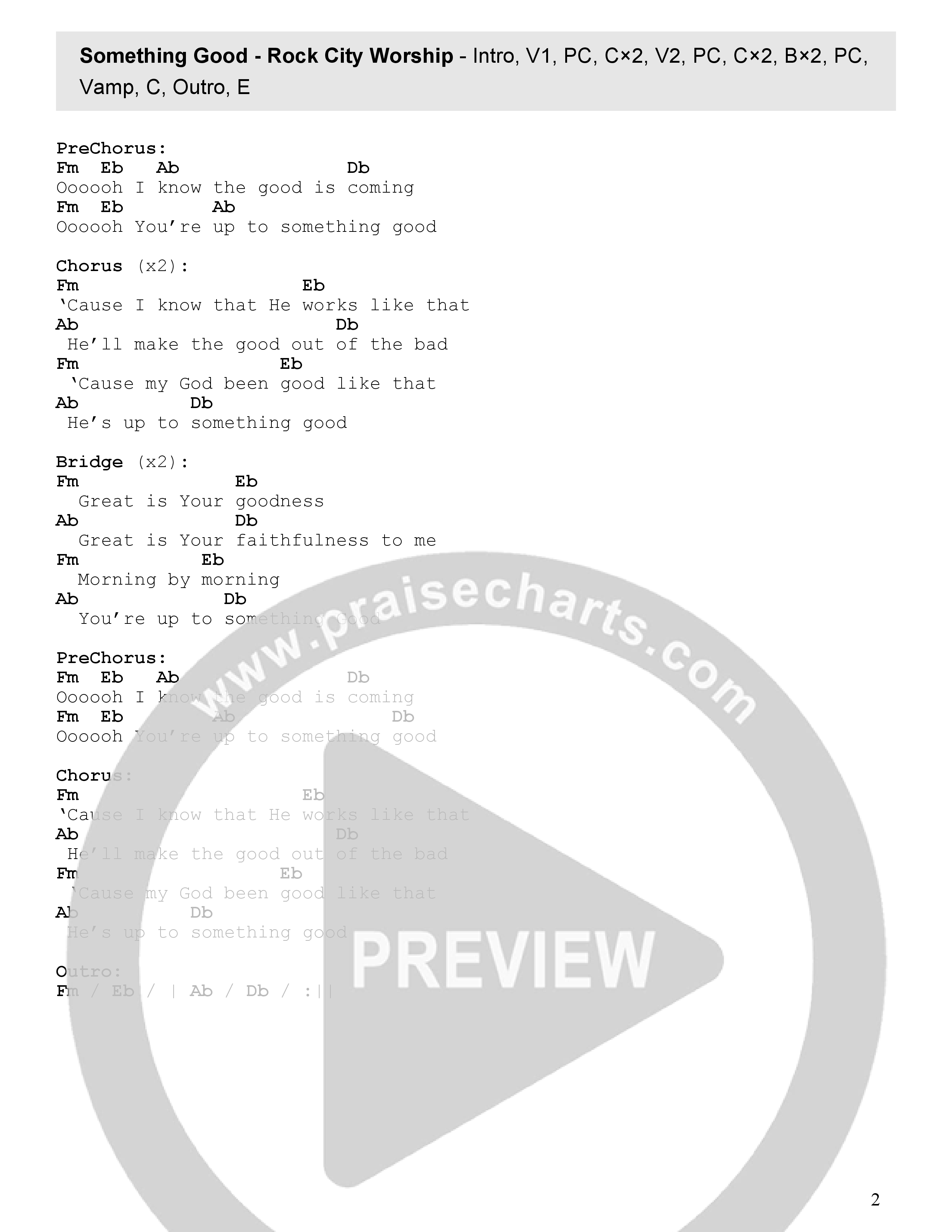 Something Good Chord Chart (Rock City Worship)