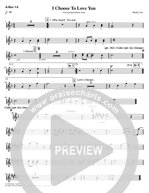 I Choose To Love You Alto Sax (Mark Cole)