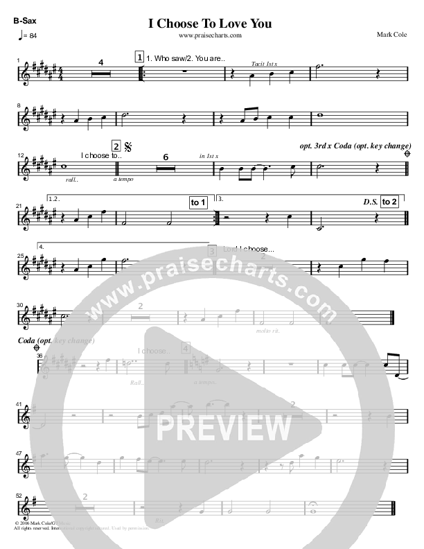 I Choose To Love You Bari Sax (Mark Cole)