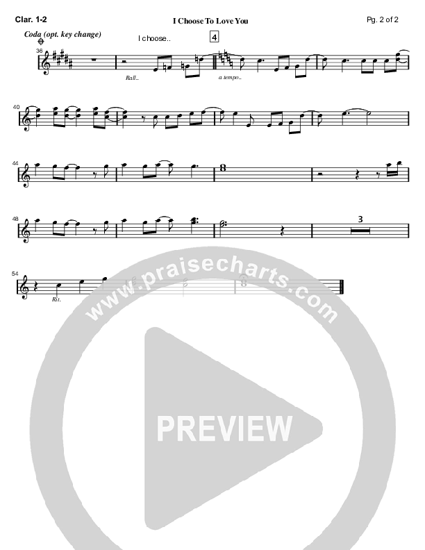 I Choose To Love You Clarinet 1/2 (Mark Cole)