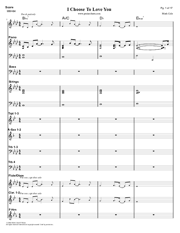 I Choose To Love You Conductor's Score (Mark Cole)
