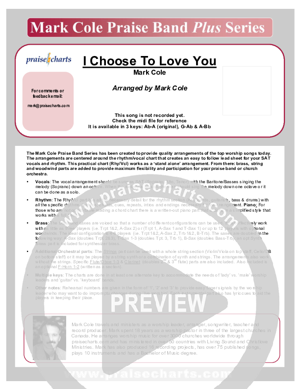 I Choose To Love You Cover Sheet (Mark Cole)