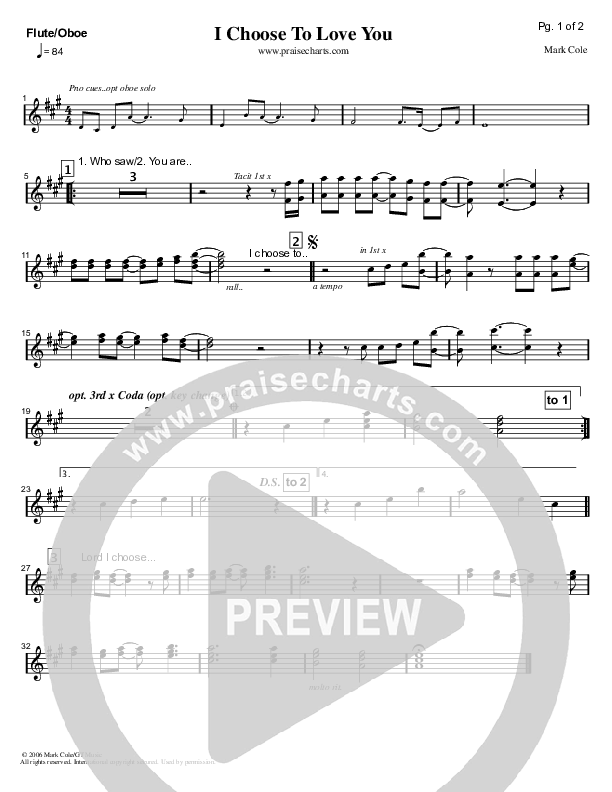 I Choose To Love You Flute/Oboe (Mark Cole)