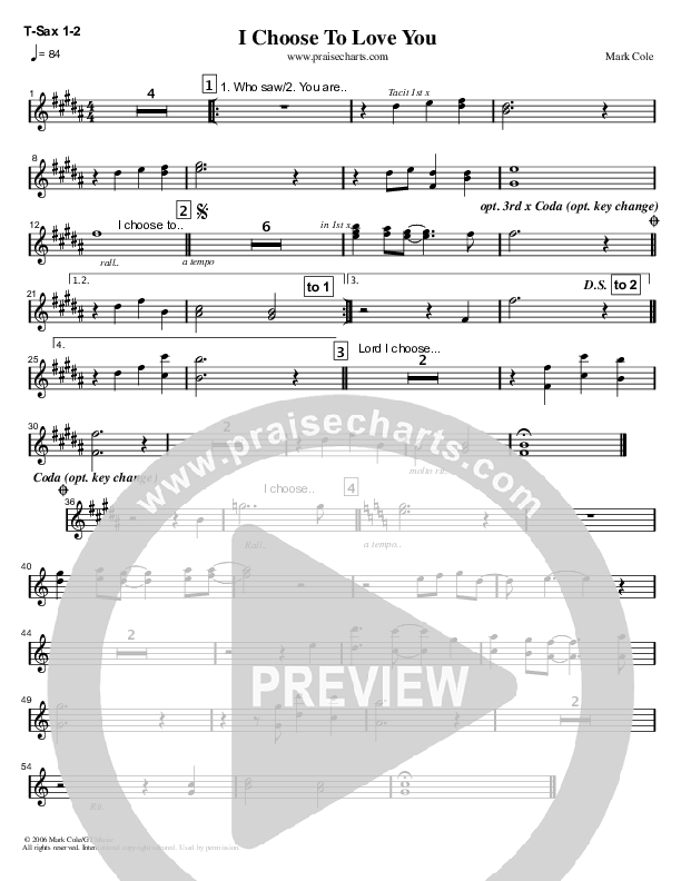 I Choose To Love You Tenor Sax 1/2 (Mark Cole)