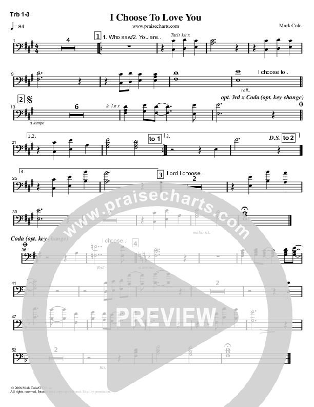 I Choose To Love You Trombone 1/2/3 (Mark Cole)