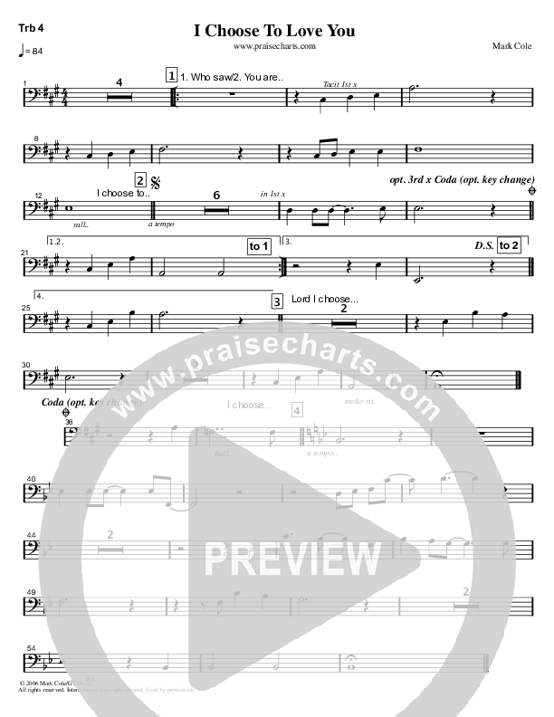 I Choose To Love You Trombone 4 (Mark Cole)