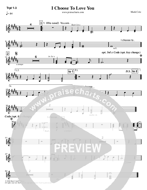 I Choose To Love You Trumpet 1/2/3 (Mark Cole)