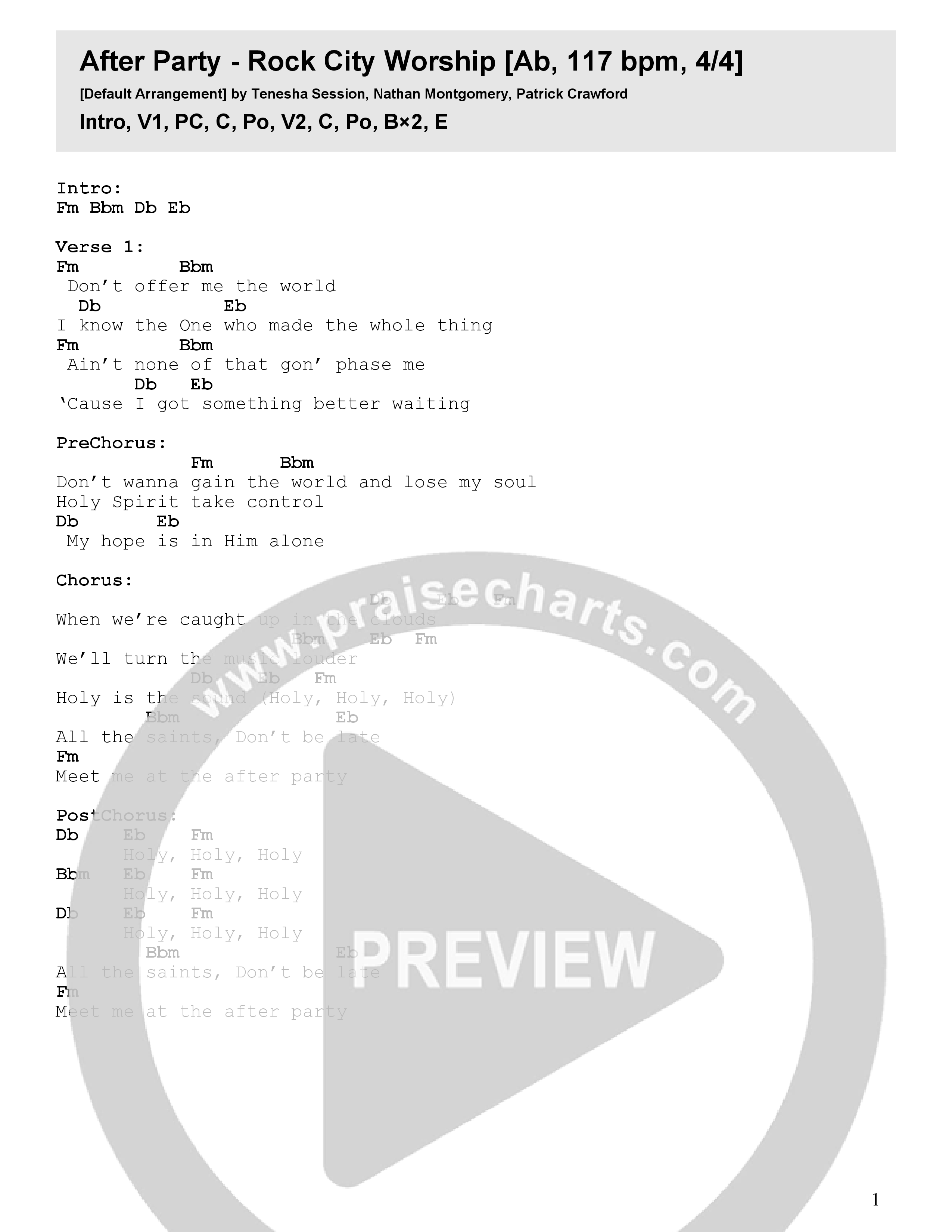 After Party Chord Chart (Rock City Worship)