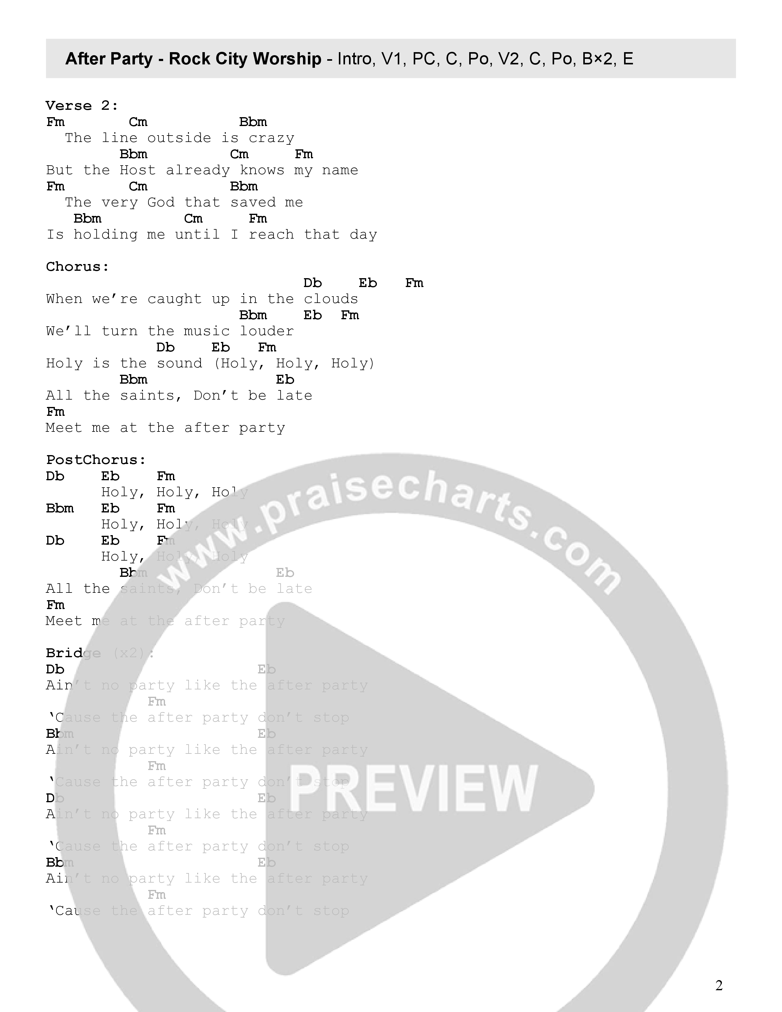 After Party Chord Chart (Rock City Worship)