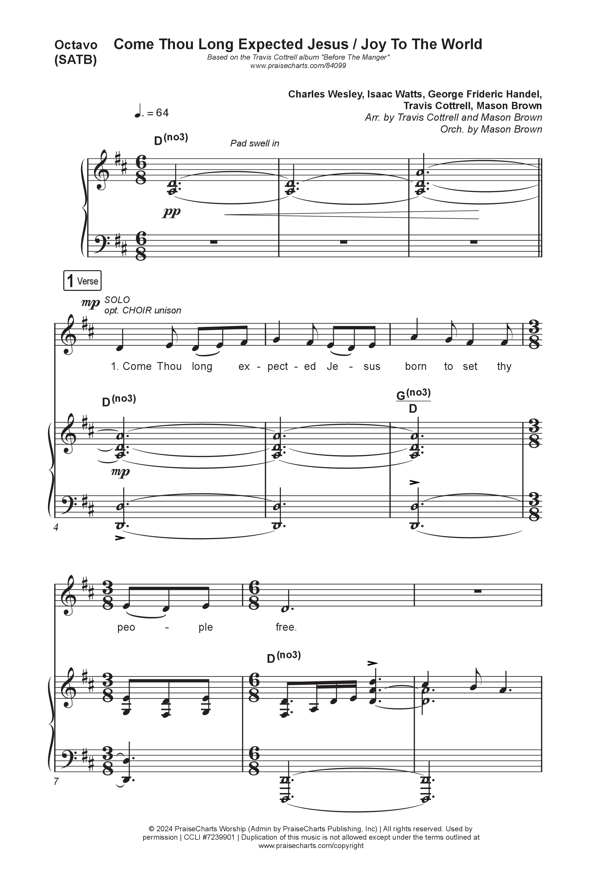 Before The Manger (6 Song Choral Collection) Octavos (Piano/SATB) (Travis Cottrell / Cheryl Stark / Brooke Voland / Hannah Kerr / Emily Sill / Arr. Mason Brown)