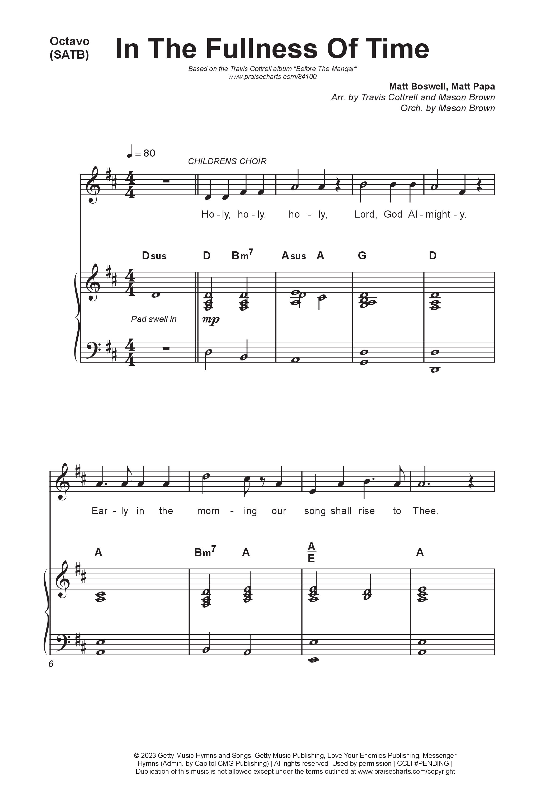 Before The Manger (6 Song Choral Collection) Song 2 (Octavo SATB) (Travis Cottrell / Cheryl Stark / Brooke Voland / Hannah Kerr / Emily Sill / Arr. Mason Brown)