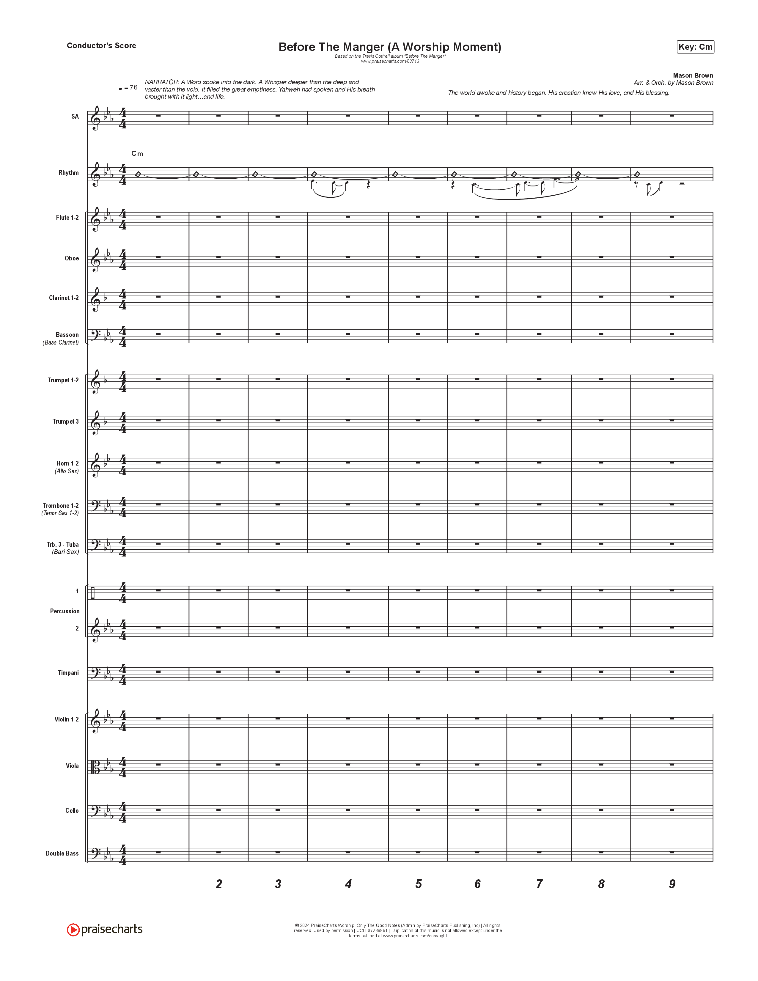 Before The Manger (6 Song Choral Collection) Song 3 (Orchestration) (Travis Cottrell / Cheryl Stark / Brooke Voland / Hannah Kerr / Emily Sill / Arr. Mason Brown)