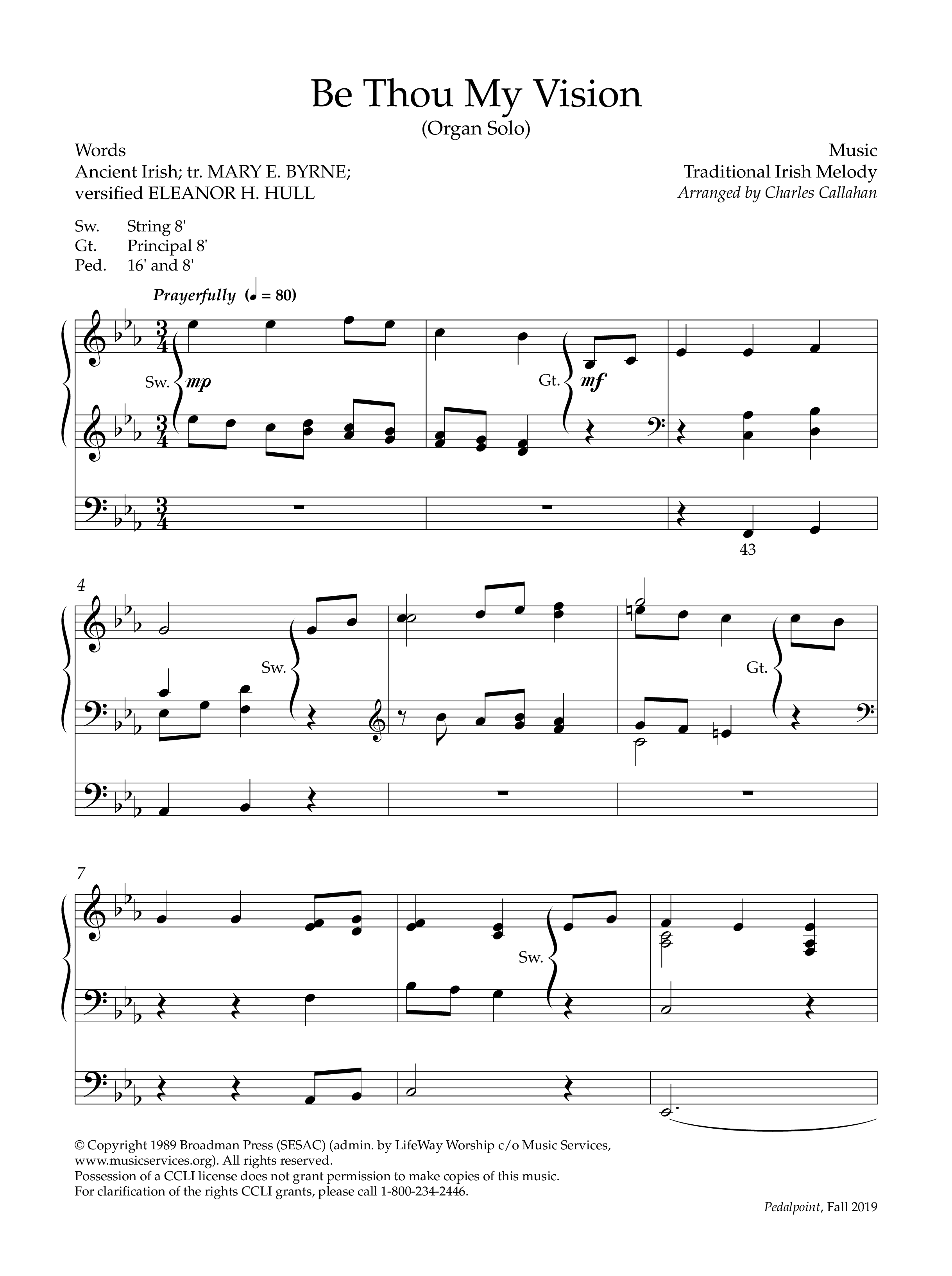 Be Thou My Vision (Instrumental) Organ (Lifeway Worship / Arr. Charles Callahan)