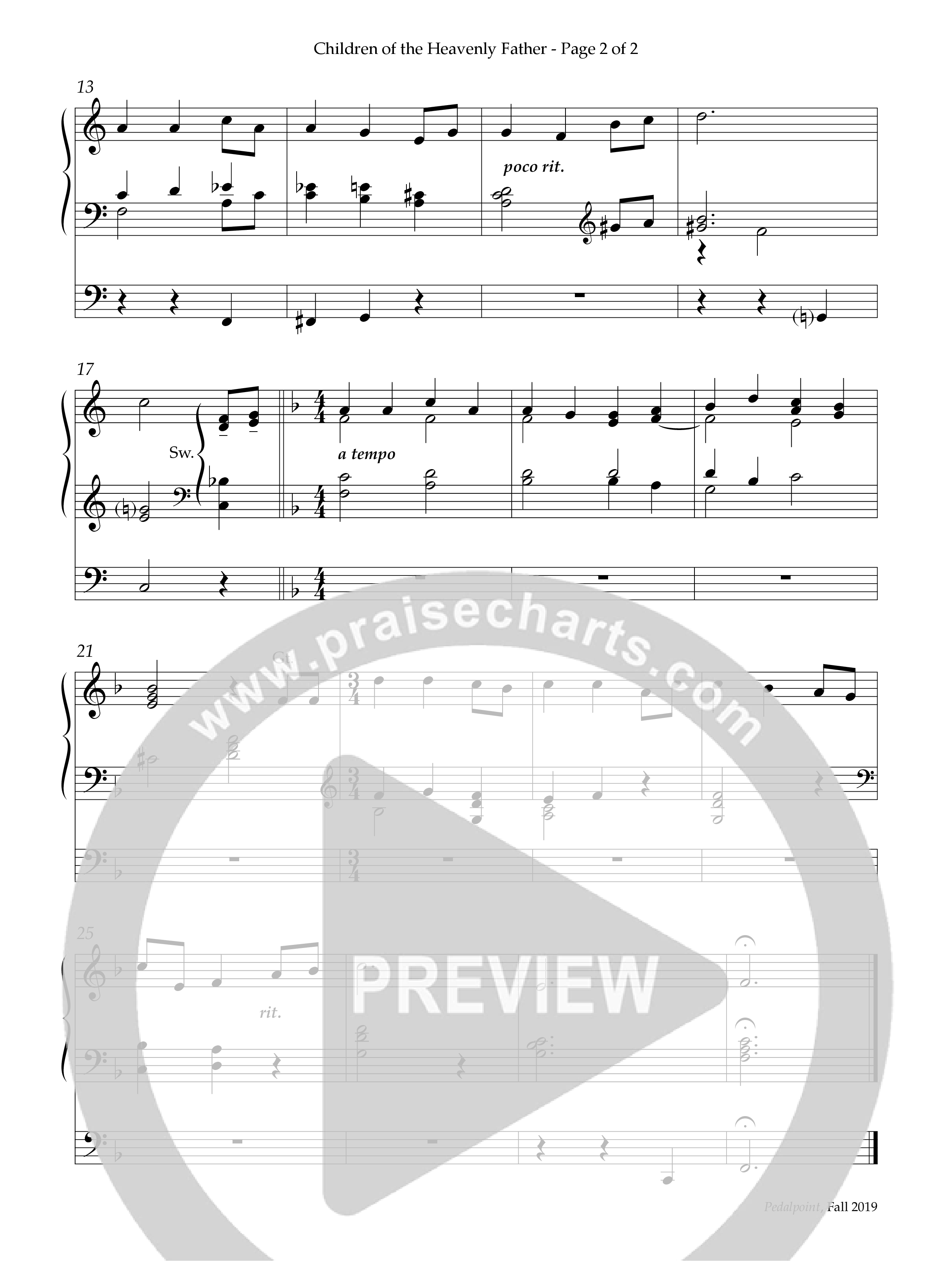 Children Of The Heavenly Father (Instrumental) Organ (Lifeway Worship / Arr. Raymond H. Herbek)