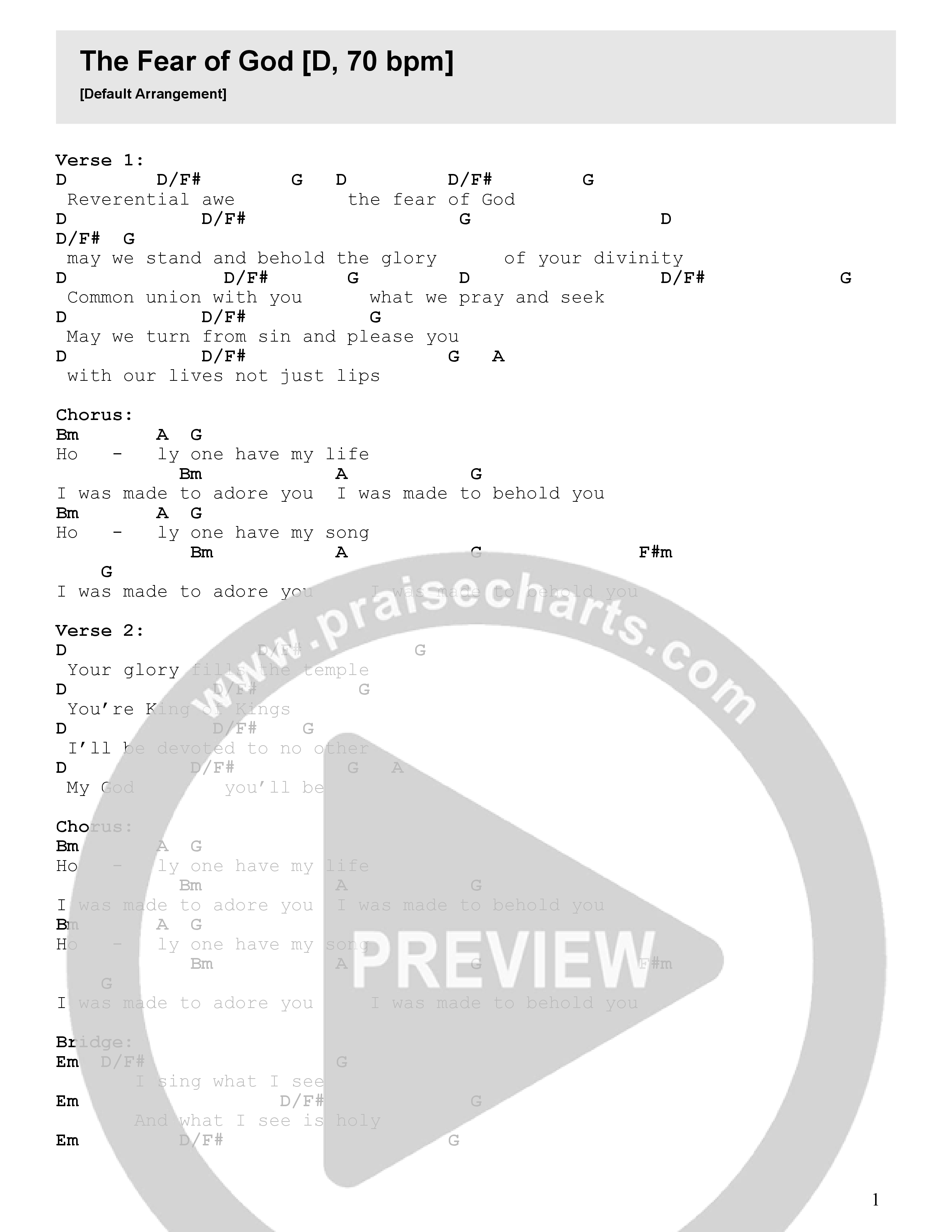 The Fear Of God Chord Chart (FC Music)