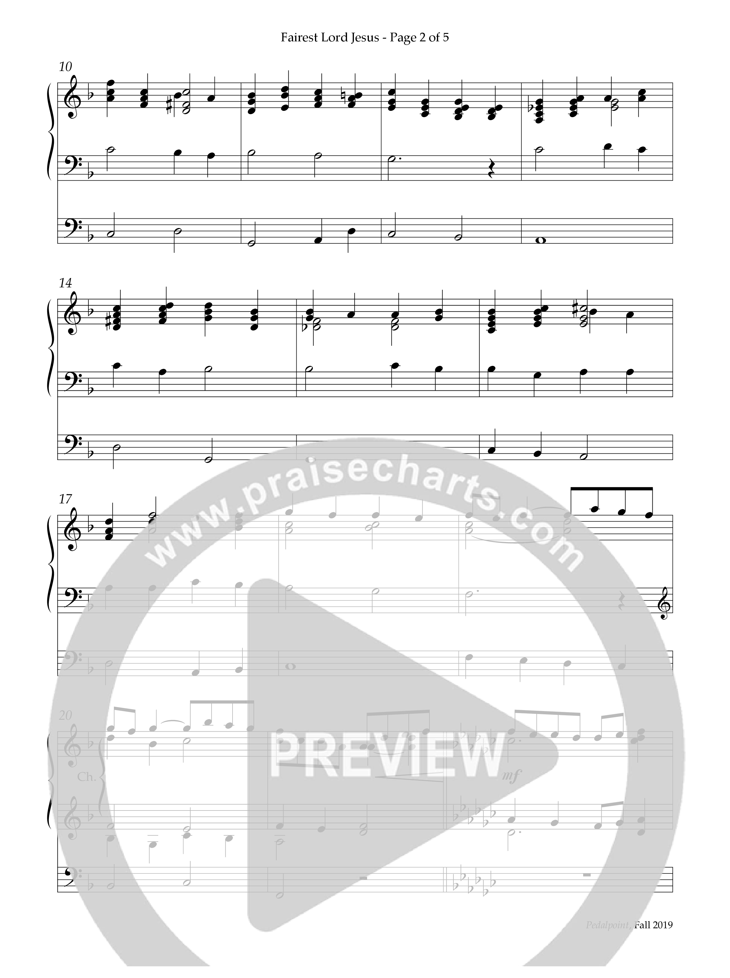 Fairest Lord Jesus (Instrumental) Organ (Lifeway Worship / Arr. Anna Laura Page)