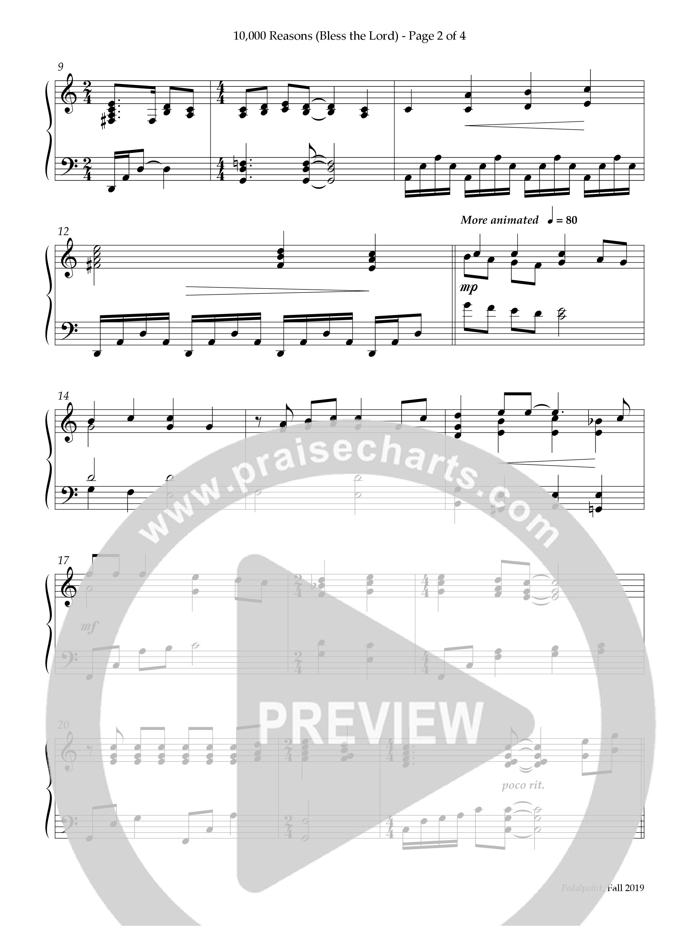 10,000 Reasons (Bless The Lord) (Instrumental) Piano Solo (Lifeway Worship / Arr. Ken Barker)