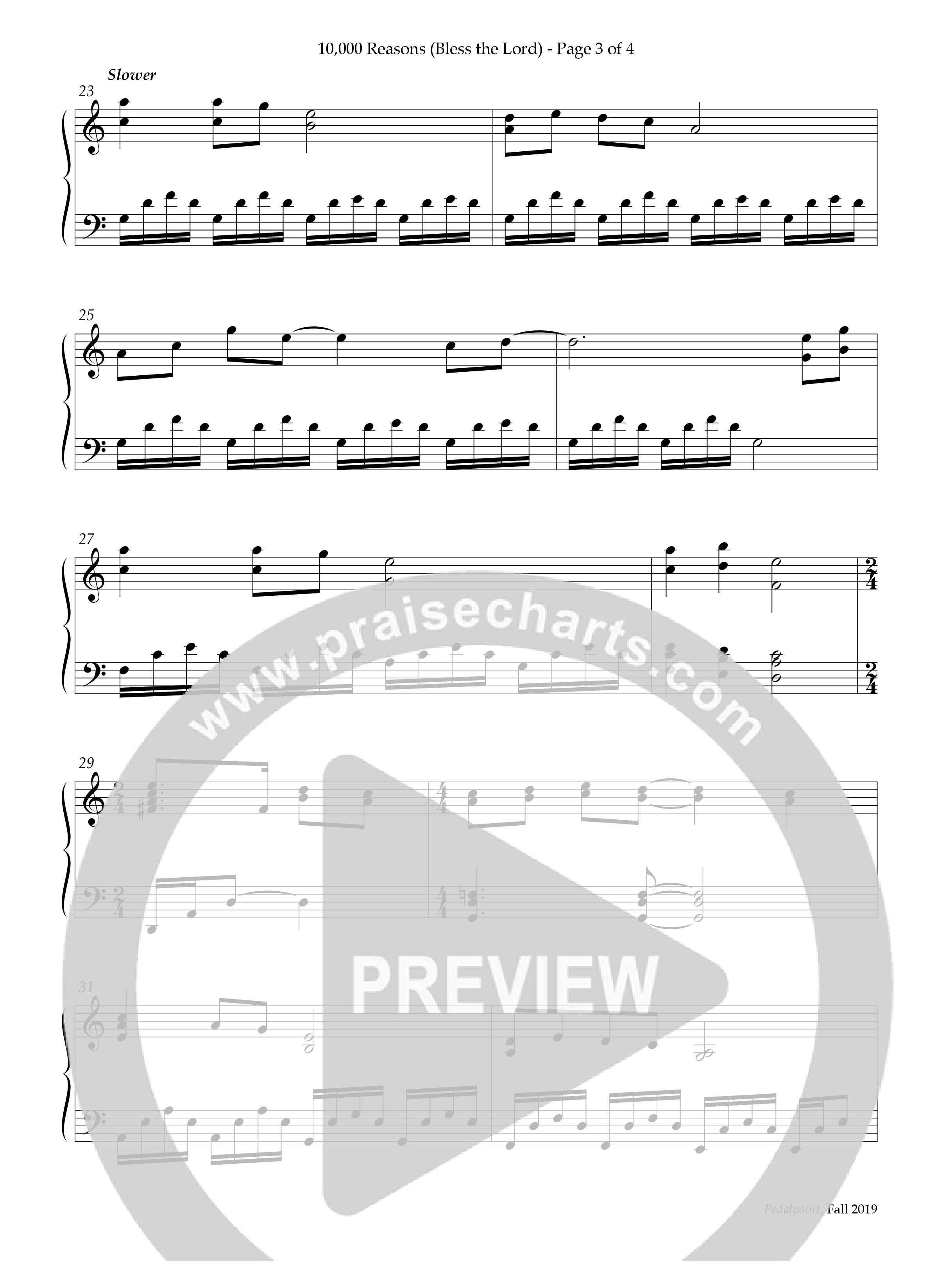 10,000 Reasons (Bless The Lord) (Instrumental) Piano Solo (Lifeway Worship / Arr. Ken Barker)