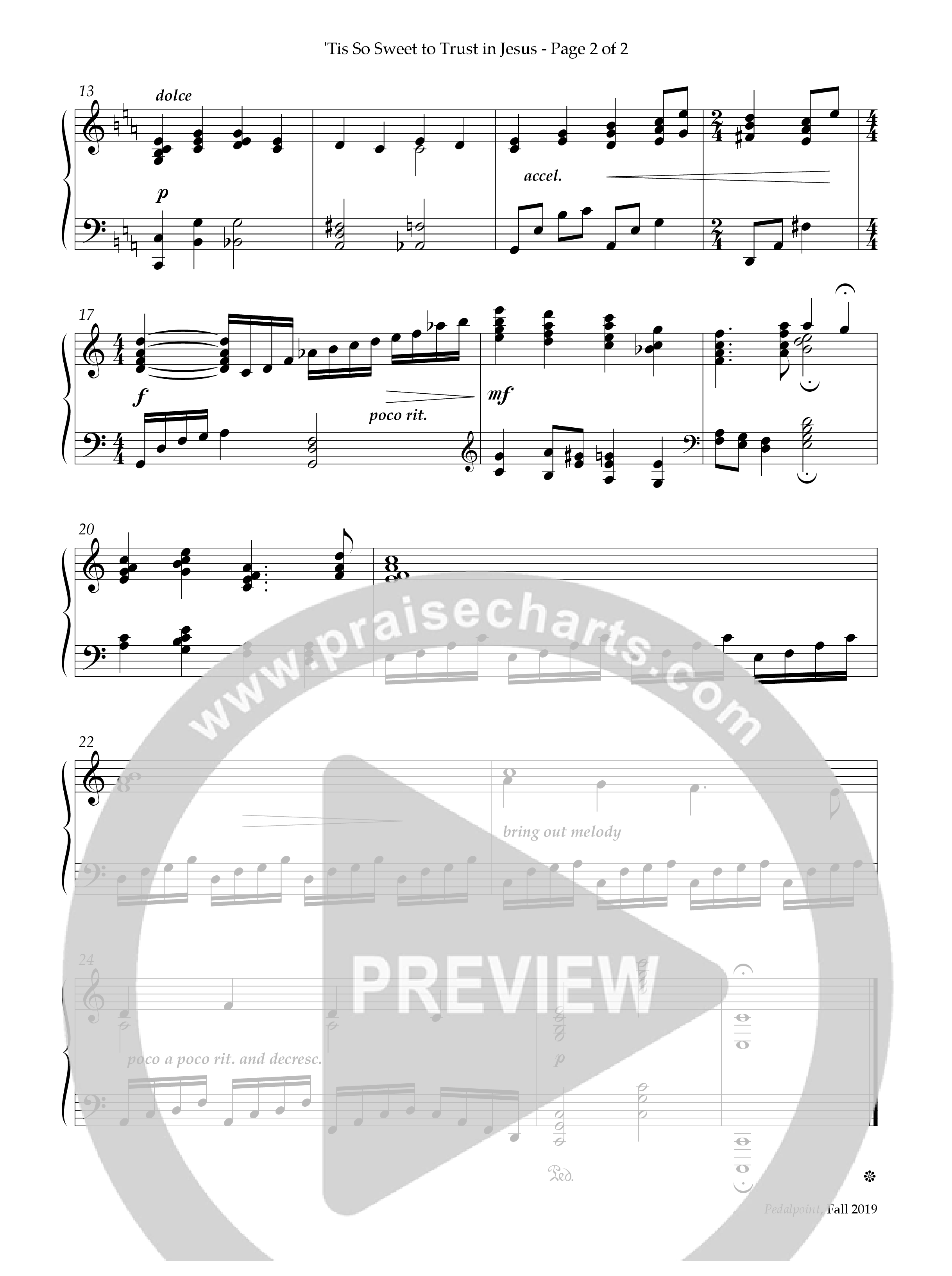 Tis So Sweet To Trust In Jesus (Instrumental) Piano Solo (Lifeway Worship / Arr. Ken Barker)