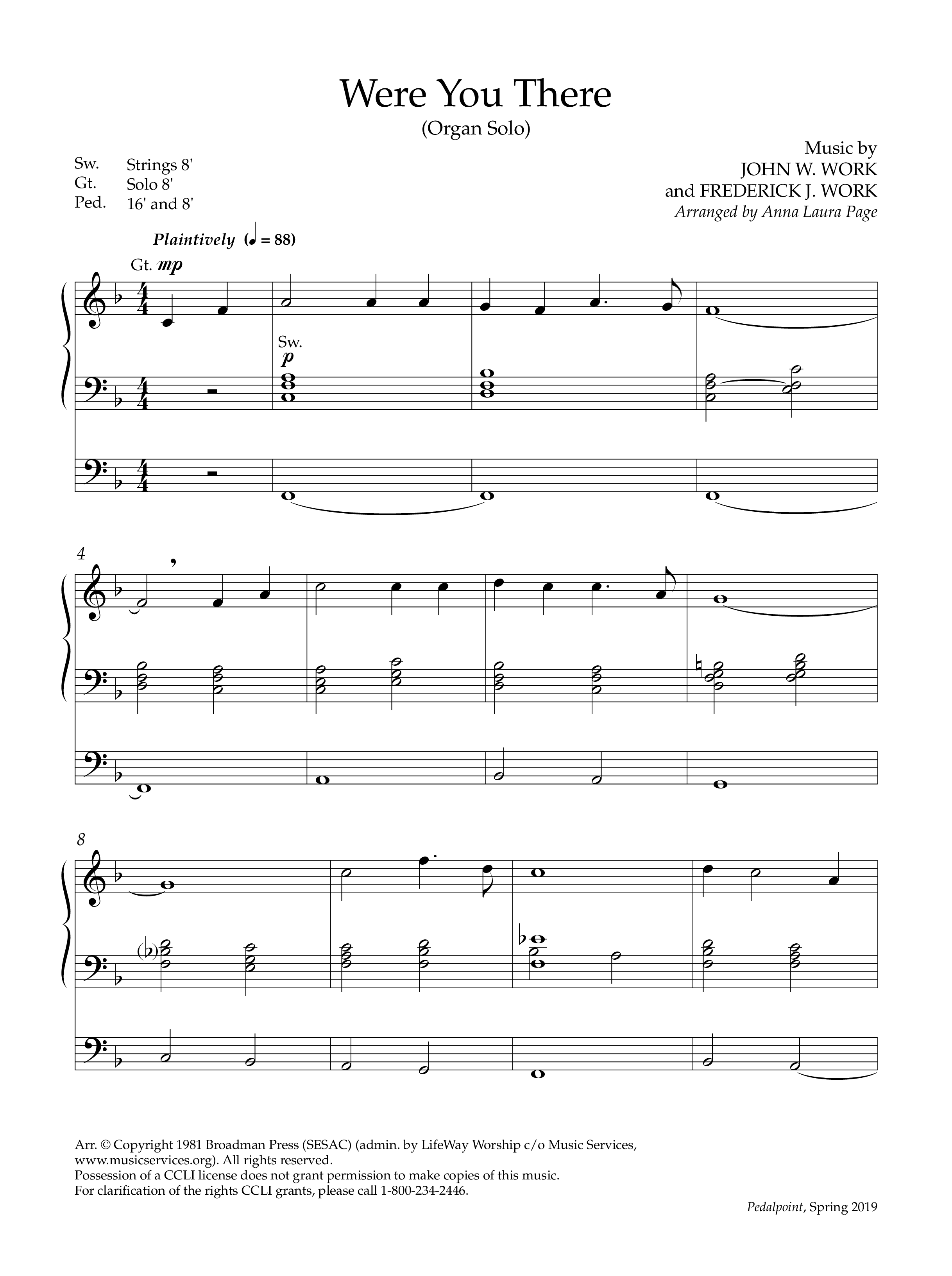 Were You There (Instrumental) Organ (Lifeway Worship / Arr. Anna Laura Page)