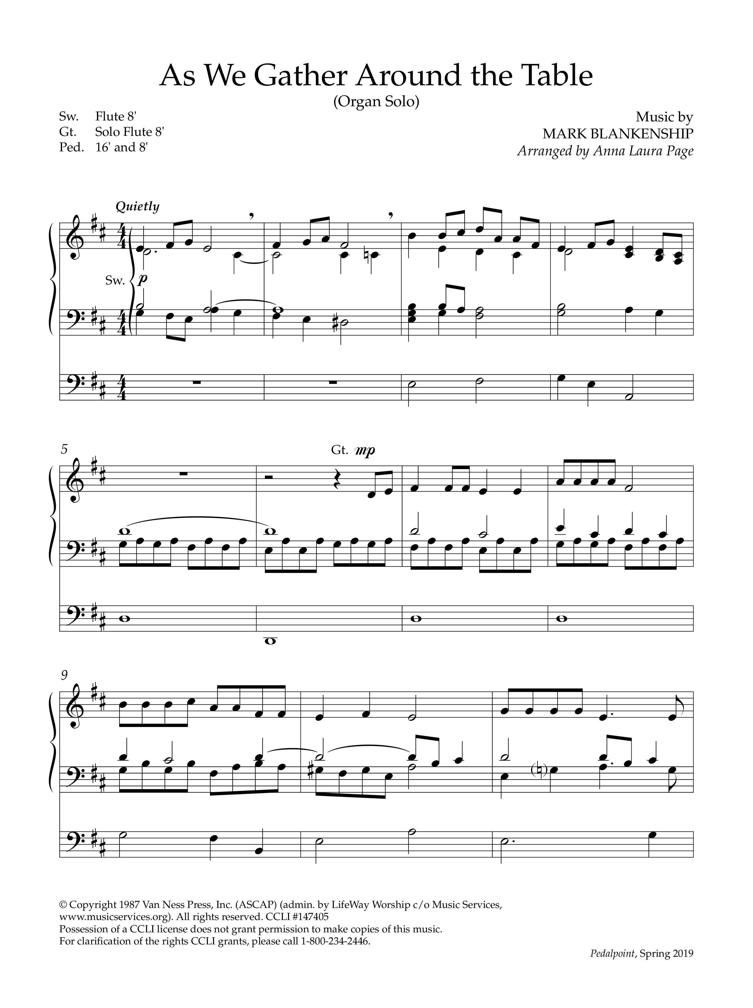 As We Gather Around The Table (Instrumental) Organ (Lifeway Worship / Arr. Anna Laura Page)