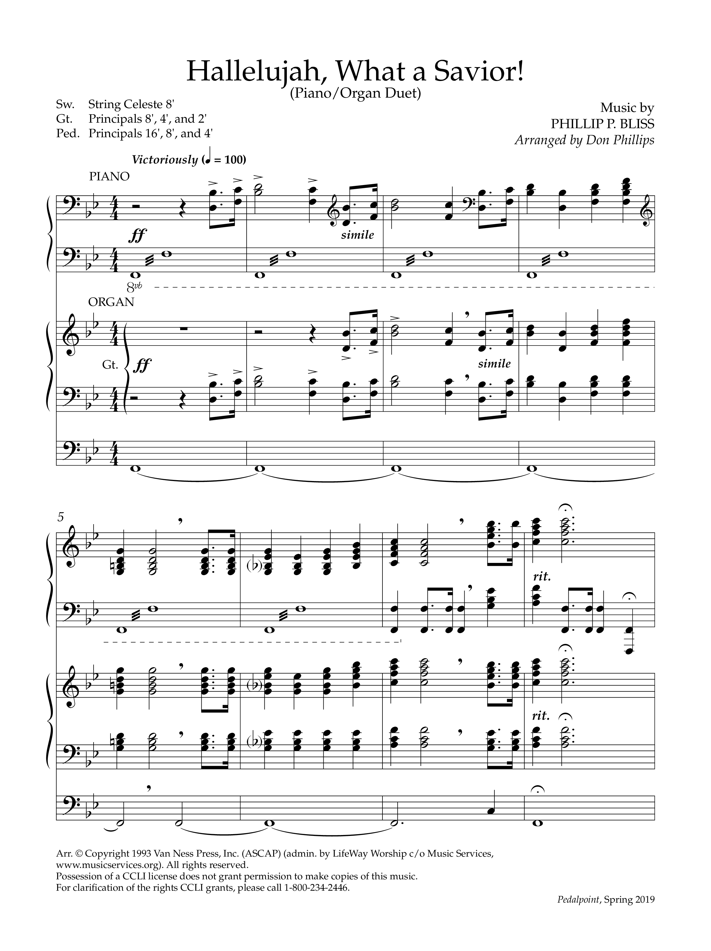 Hallelujah What A Savior (Instrumental) Piano-Organ (Lifeway Worship / Arr. Don Phillips)