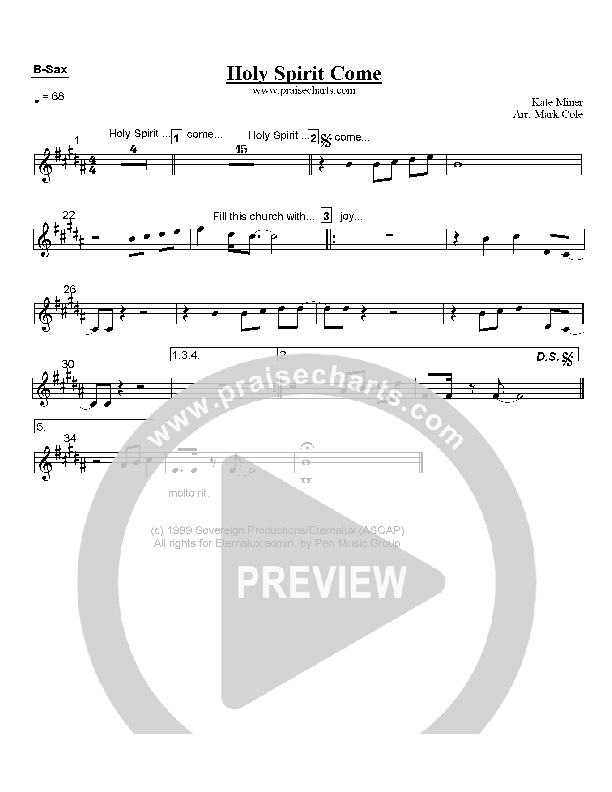 Holy Spirit Come Bari Sax (Rita Springer)