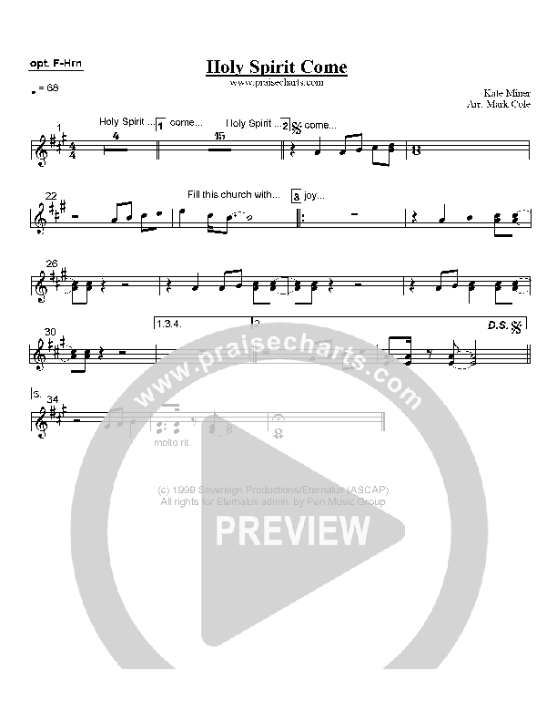 Holy Spirit Come French Horn (Rita Springer)