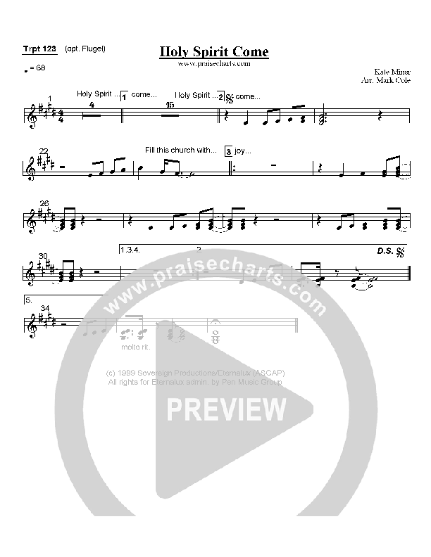 Holy Spirit Come Trumpet 1/2/3 (Rita Springer)