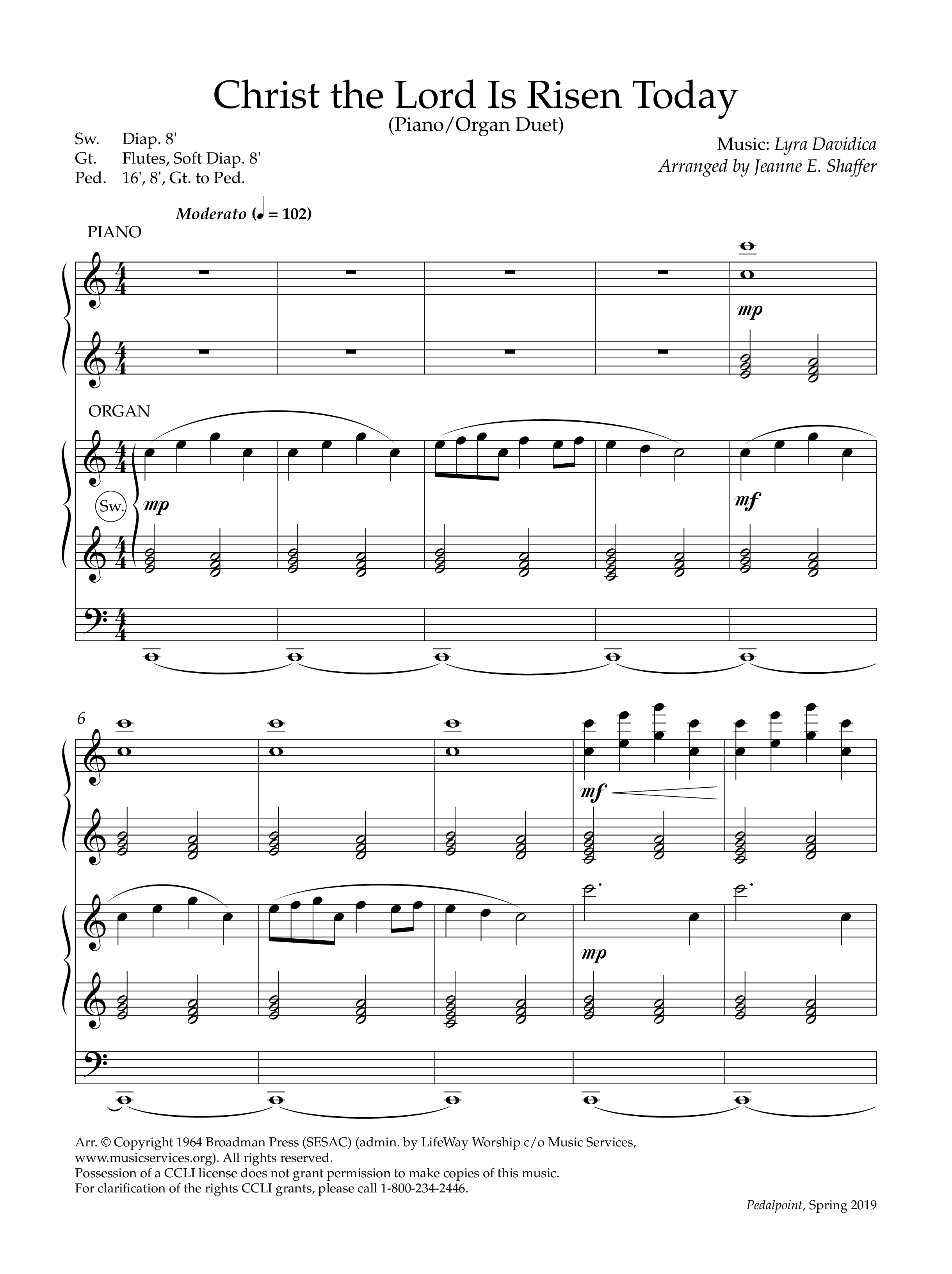 Christ The Lord Is Risen Today (Instrumental) Piano-Organ (Lifeway Worship / Arr. Jeanne E. Shaffer)