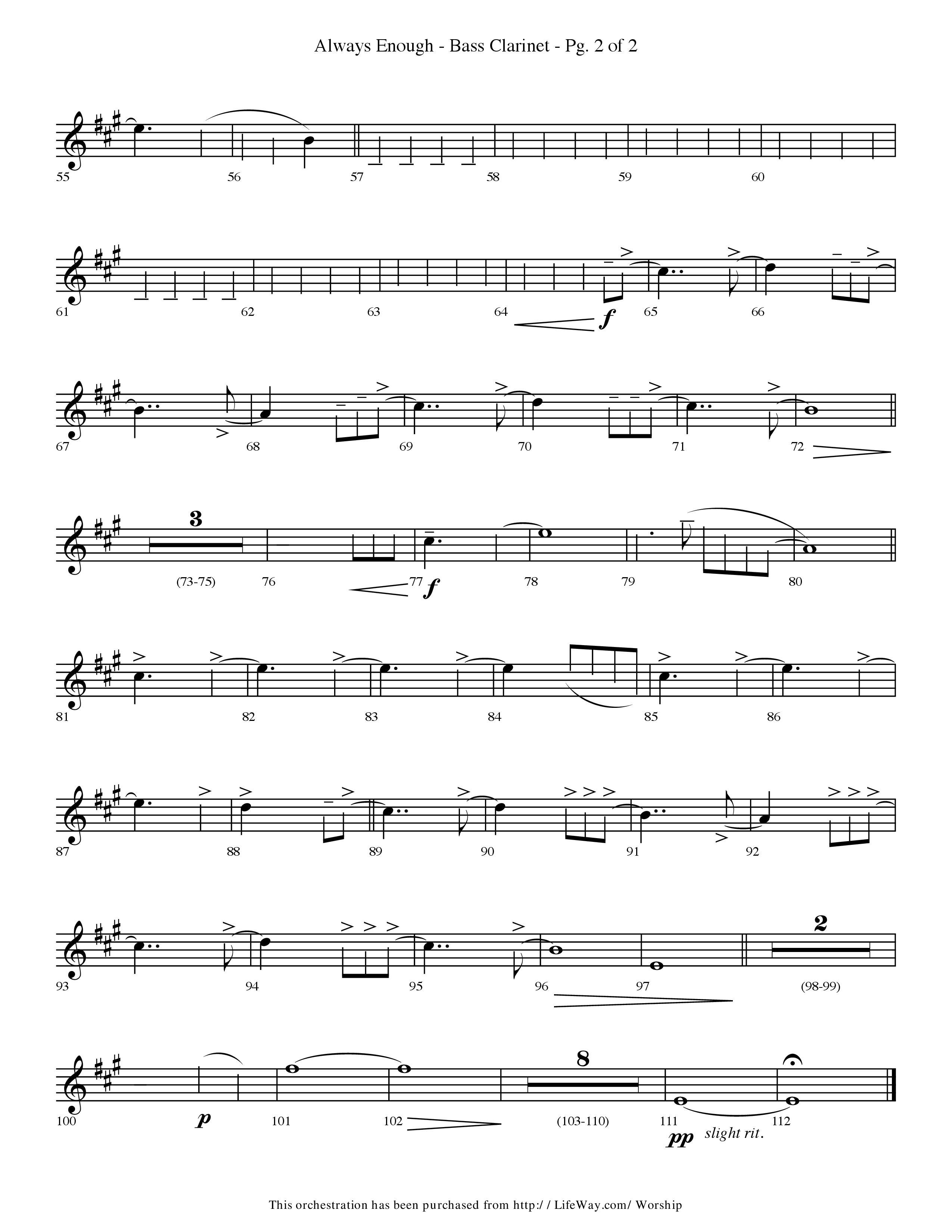 Always Enough (Choral Anthem SATB) Bass Clarinet (Lifeway Choral / Arr. Travis Cottrell / Orch. Phillip Keveren)