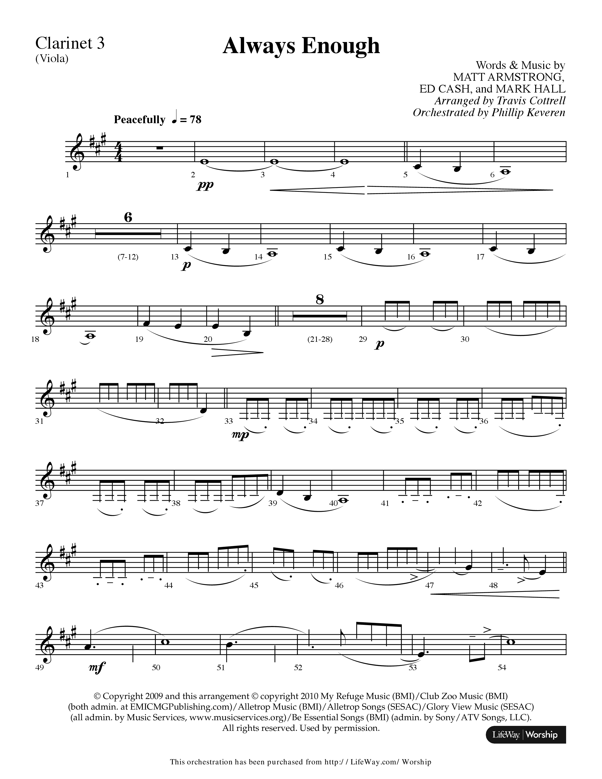 Always Enough (Choral Anthem SATB) Clarinet 3 (Lifeway Choral / Arr. Travis Cottrell / Orch. Phillip Keveren)