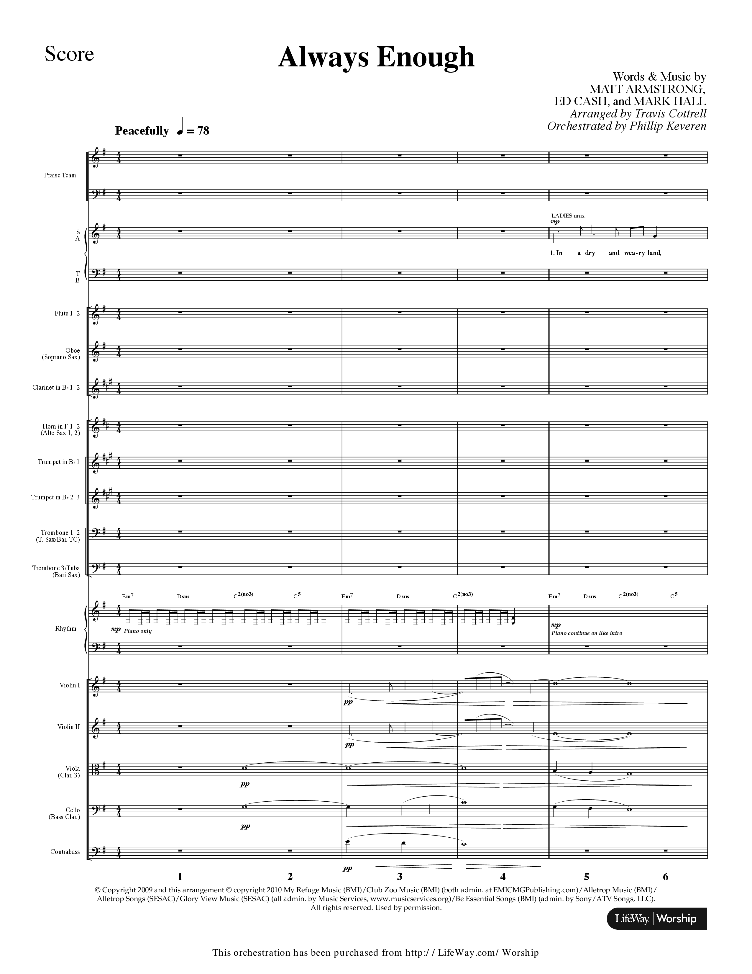 Always Enough (Choral Anthem SATB) Conductor's Score (Lifeway Choral / Arr. Travis Cottrell / Orch. Phillip Keveren)