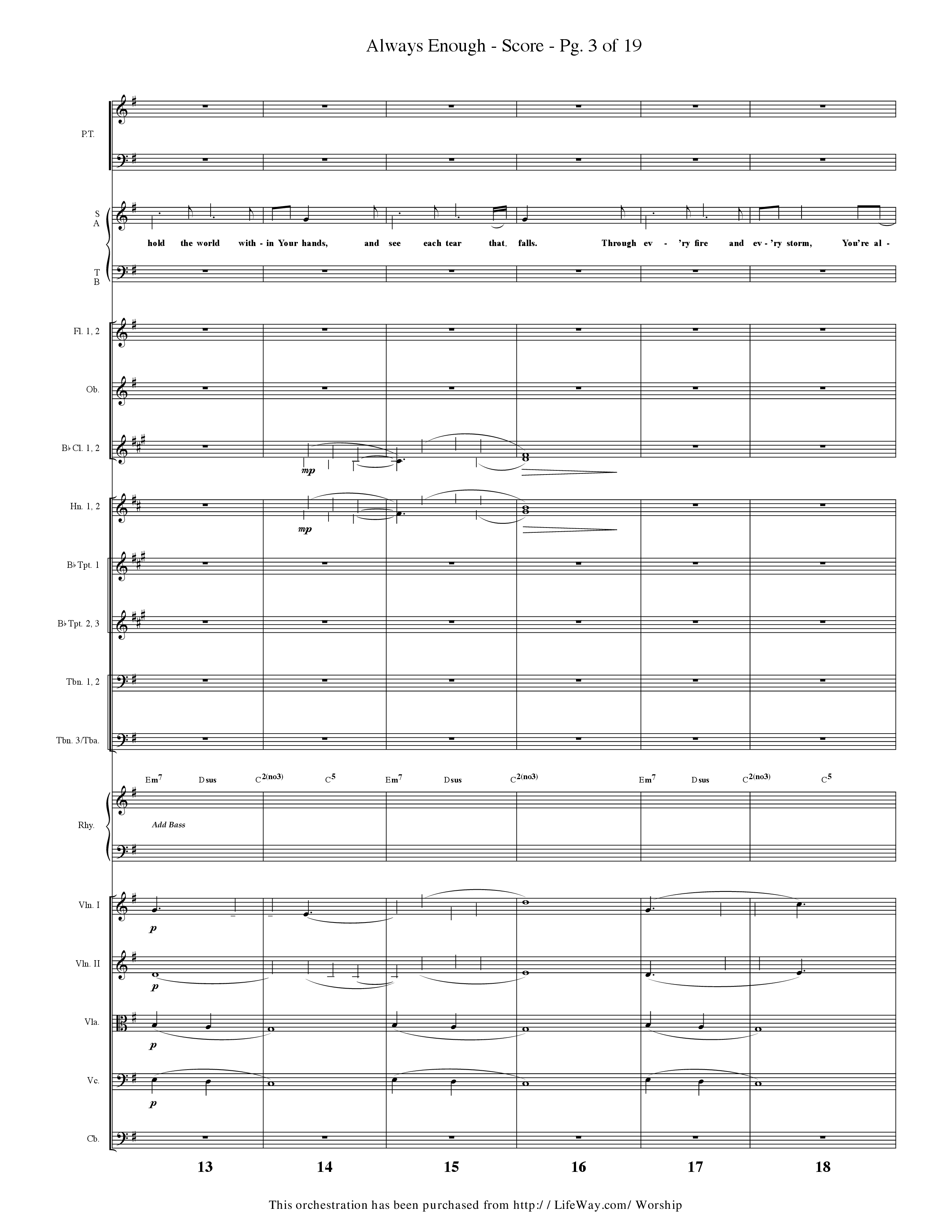 Always Enough (Choral Anthem SATB) Conductor's Score (Lifeway Choral / Arr. Travis Cottrell / Orch. Phillip Keveren)
